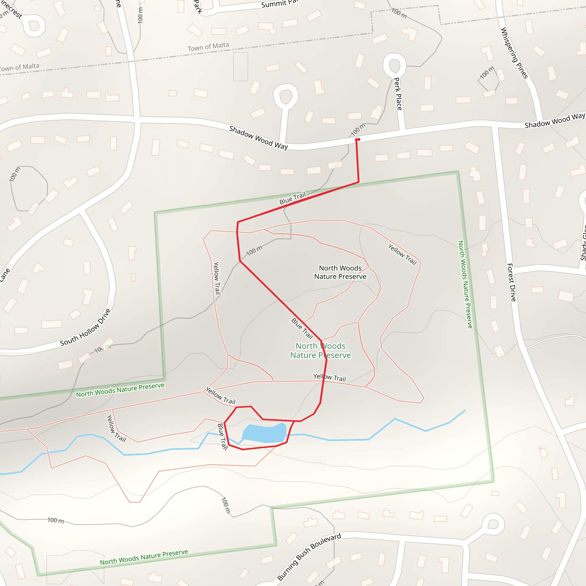 Blue Trail from Shadow Wood Way mobile static map