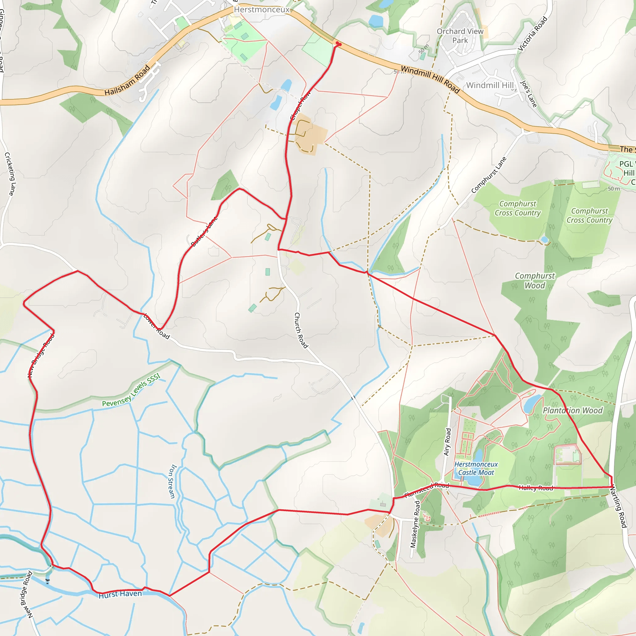 Plantation Wood, The Park and Herstmonceux Castle Loop mobile static map