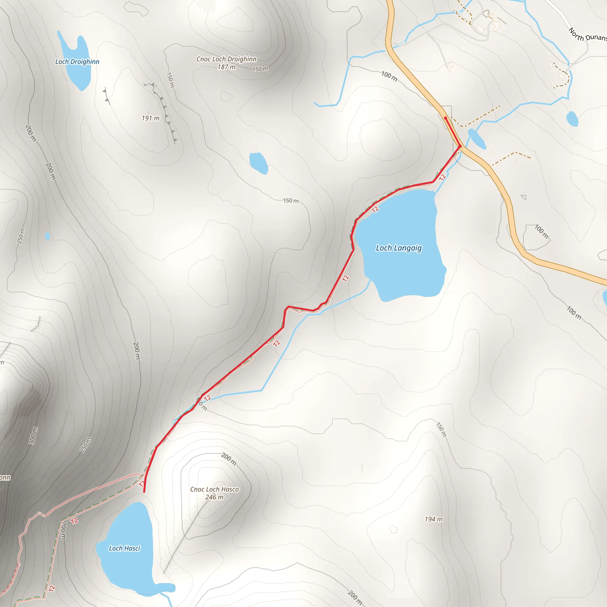 Loch Hasco via Loch Langaig mobile static map