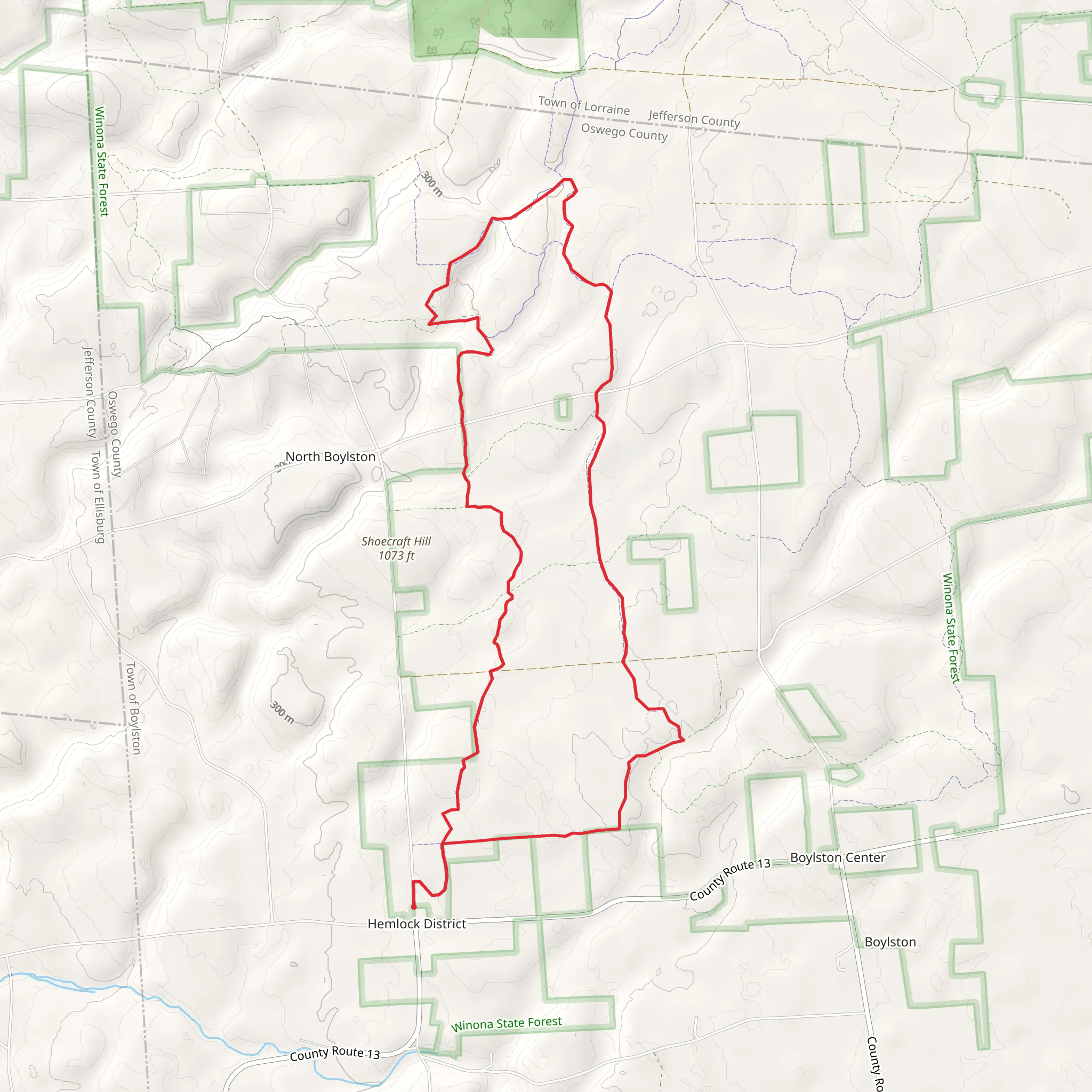 Winona Way Loop trail - Hemlock District mobile static map