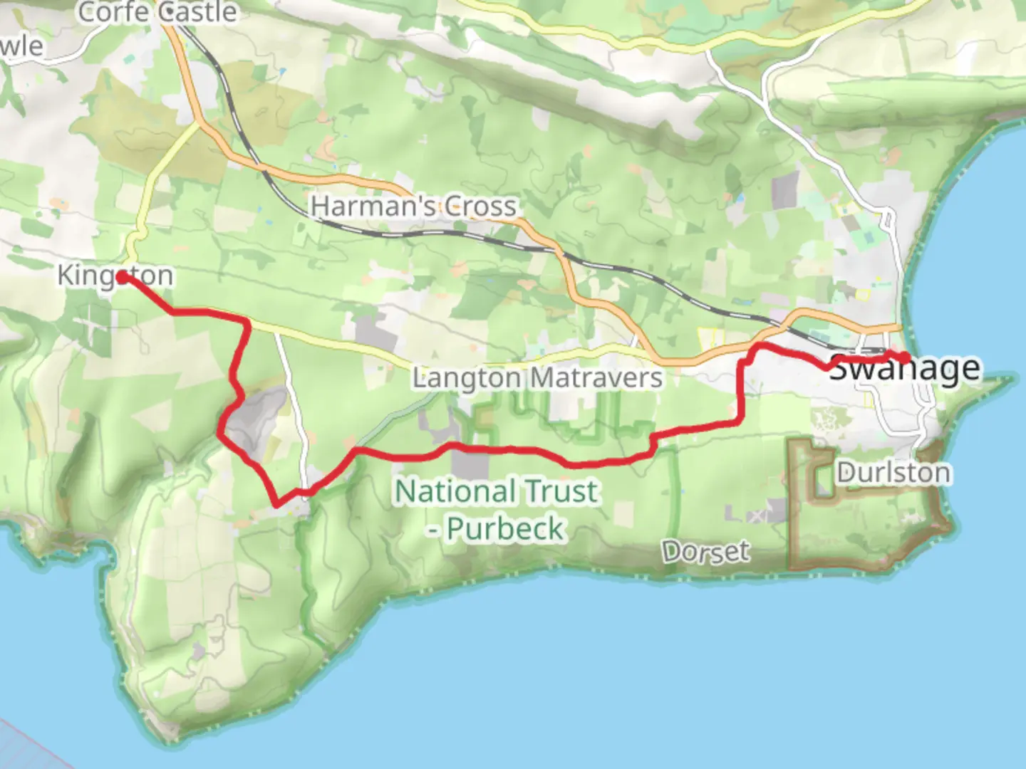 An image depicting the trail Kingston to Swanage Walk and its surrounding area.