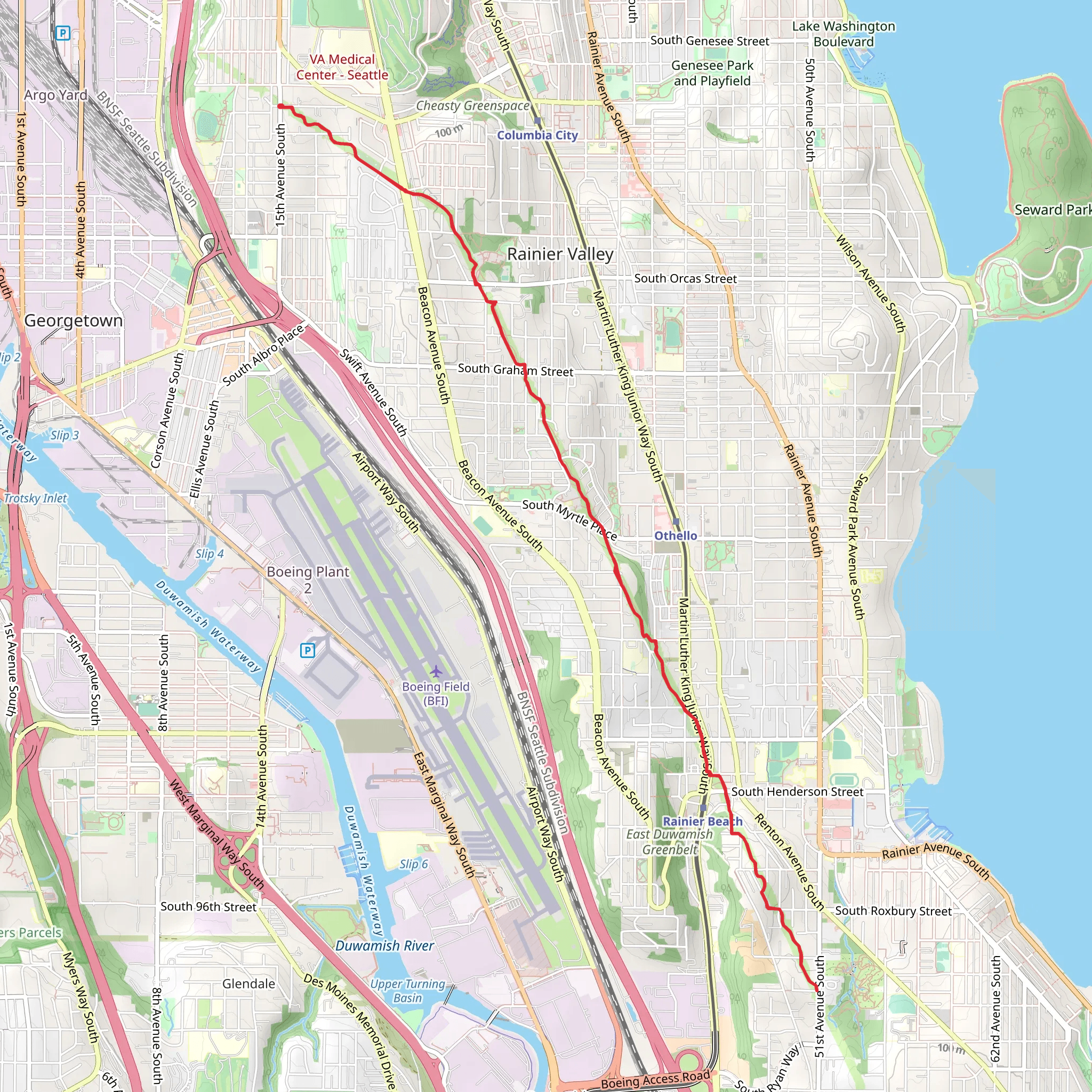 Chief Sealth Trail - South Angeline Street mobile static map
