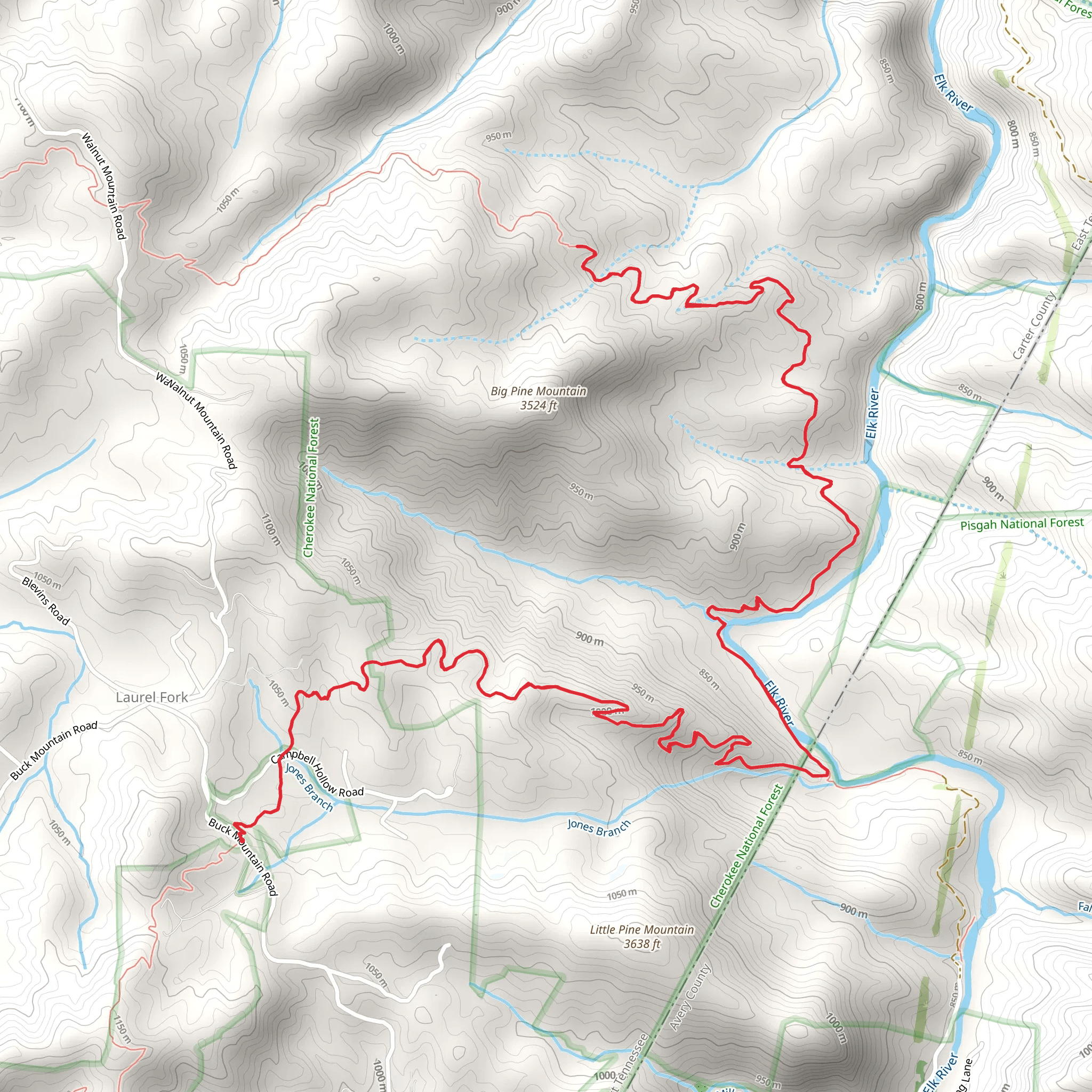 Mountaineer Campsites via Appalachian Trail mobile static map