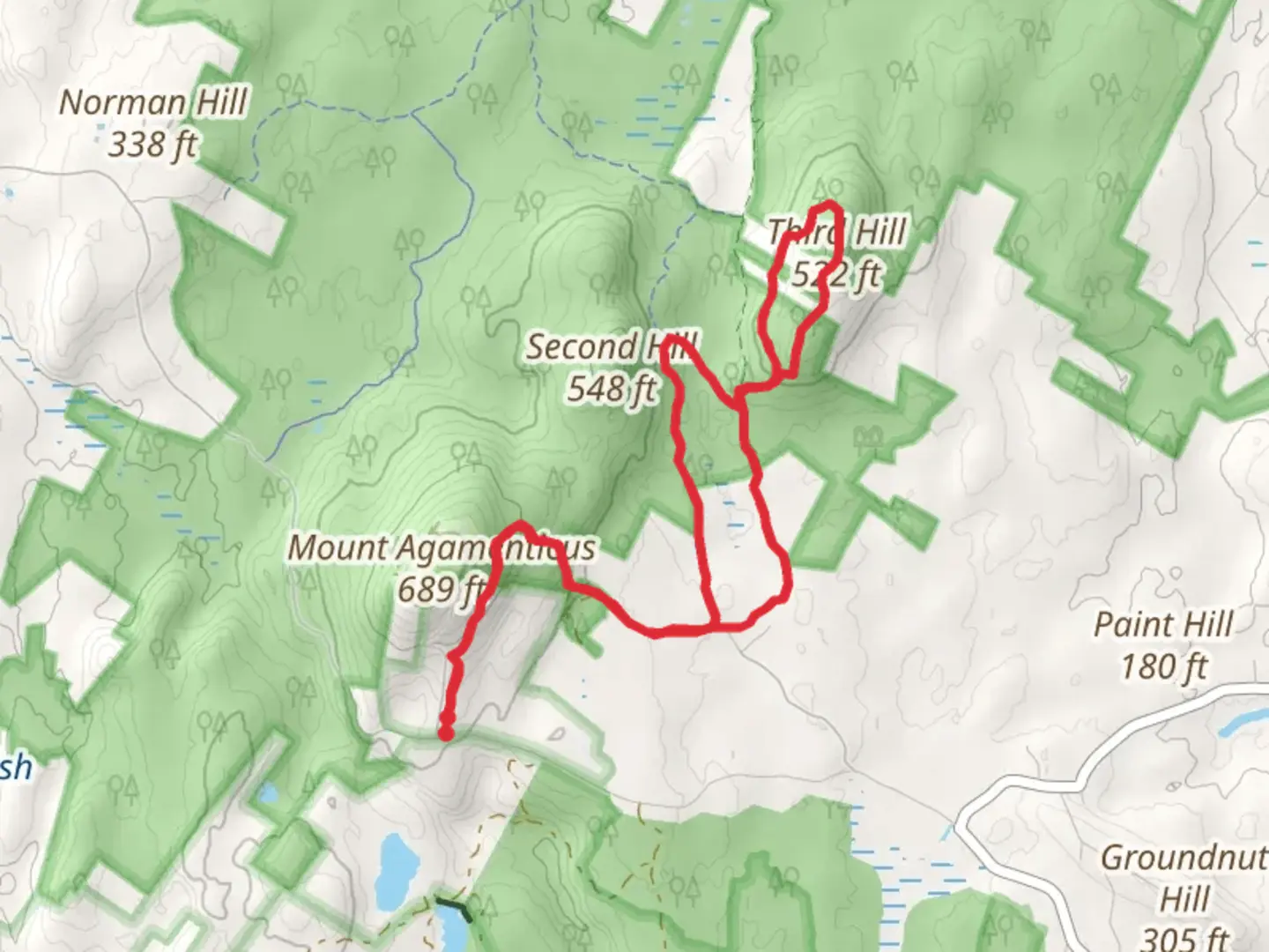 An image depicting the trail Third Hill and Chicks Brook and its surrounding area.