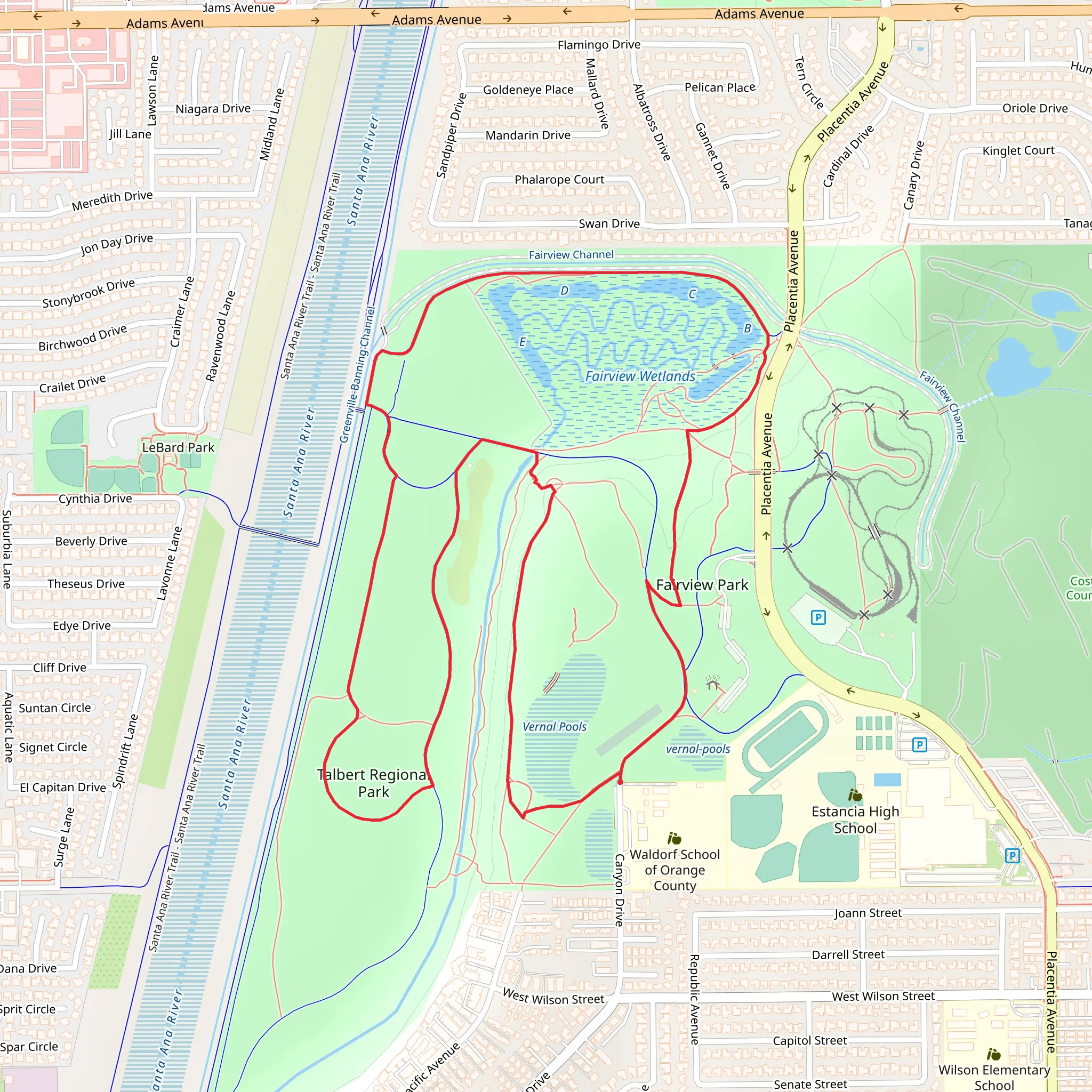 Fairview and Talbert Regional Park Loop mobile static map
