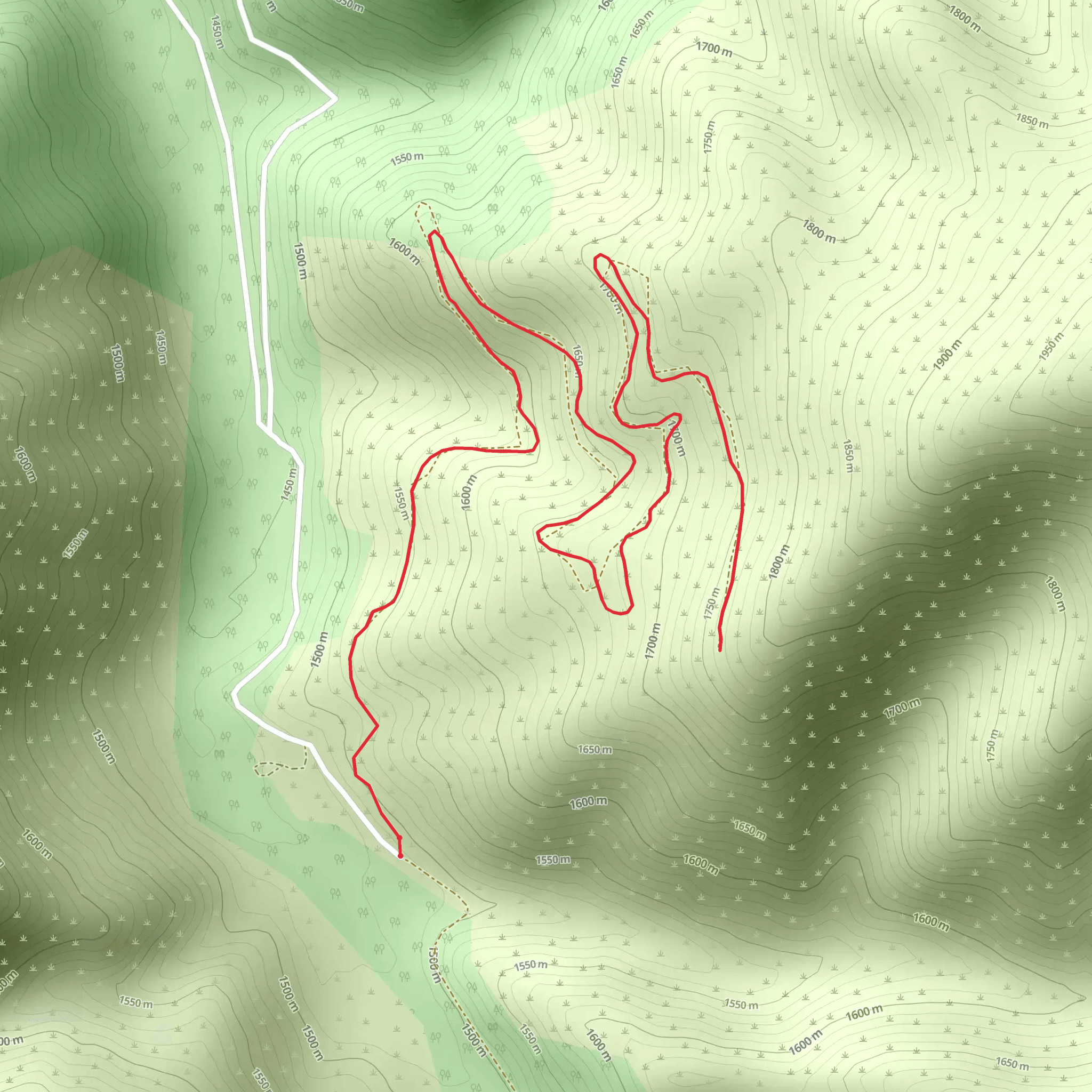 Piquette Creek Out and Back Trail mobile static map