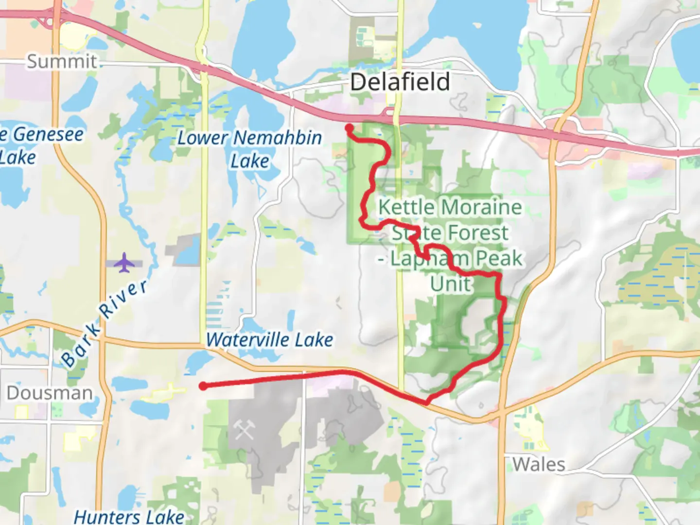 An image depicting the trail Ice Age Trail - Schoeninger Savannah and its surrounding area.