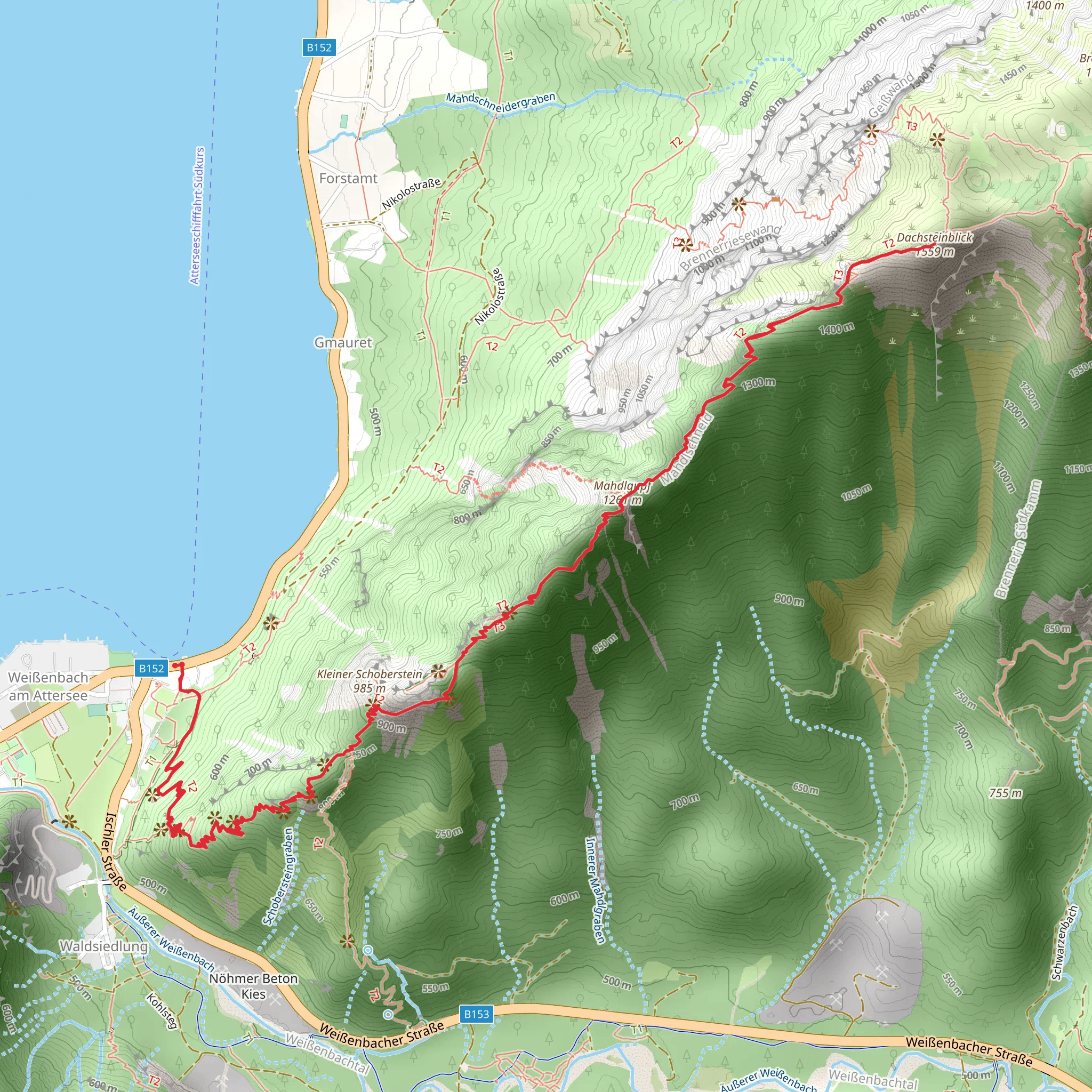 Schoberstein to Dachsteinblick - 3 Summit Tour mobile static map