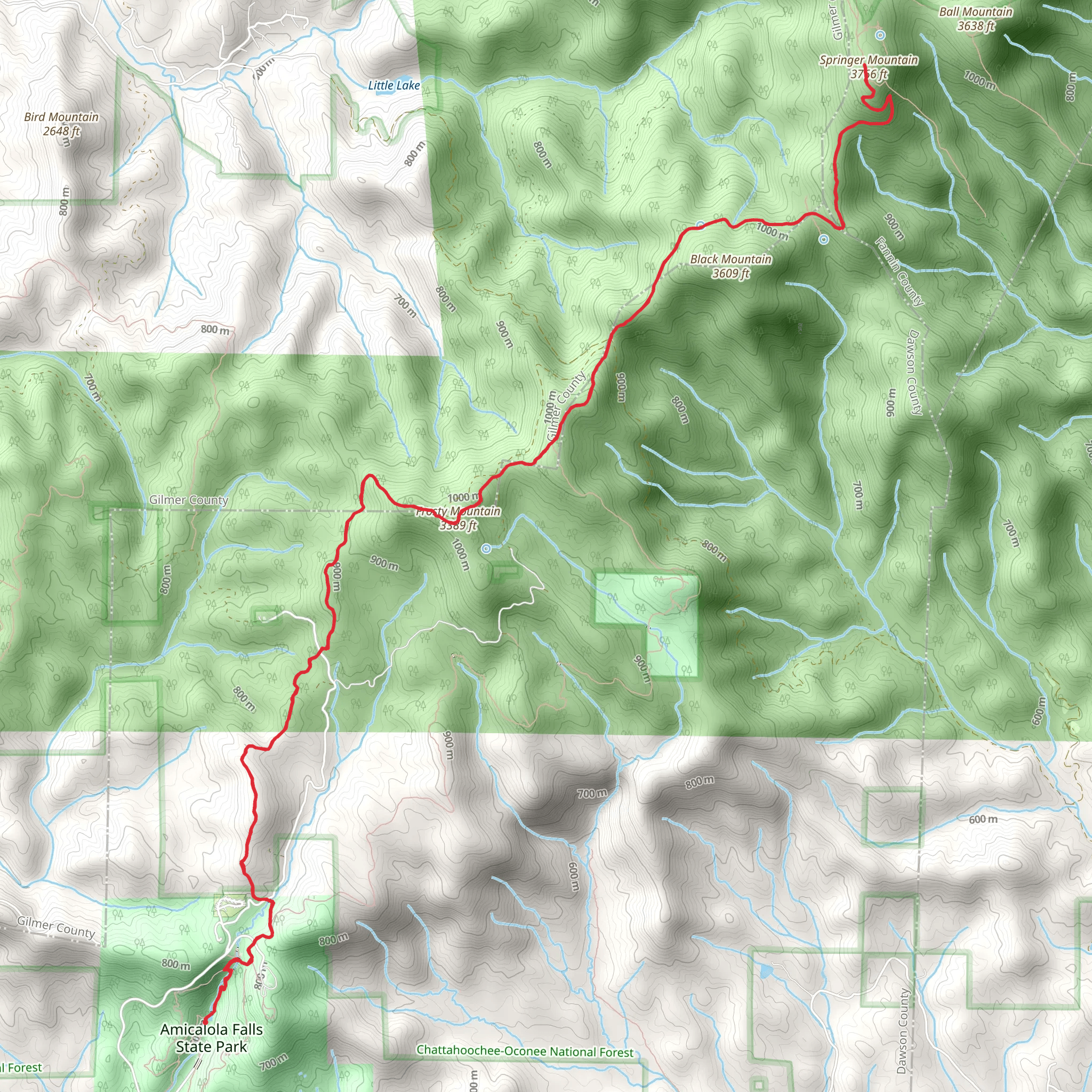 Springer Mountain via Appalachian Trail mobile static map