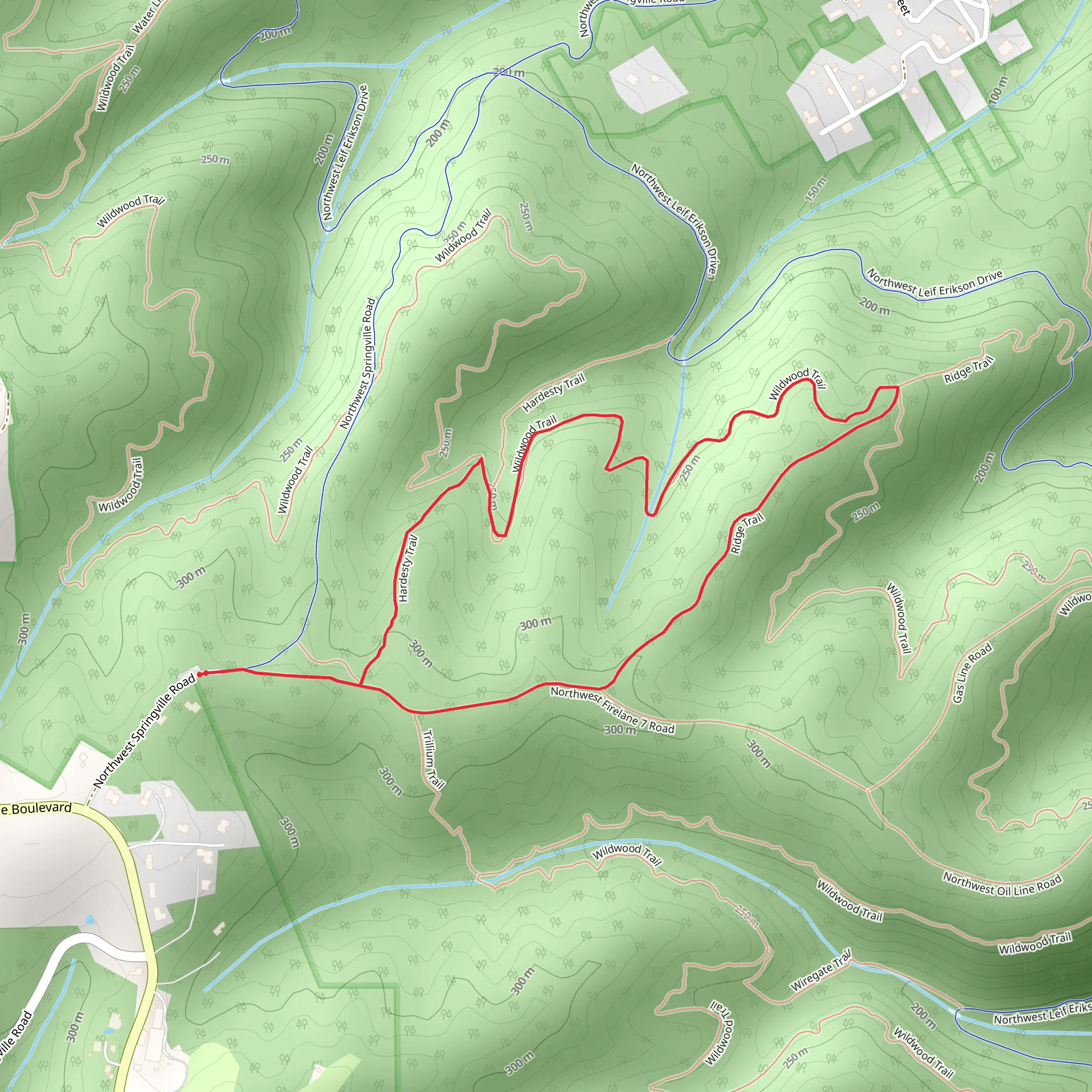 Ridge and Wildwood Loop Trail - Northwest Fireland 7 Road mobile static map