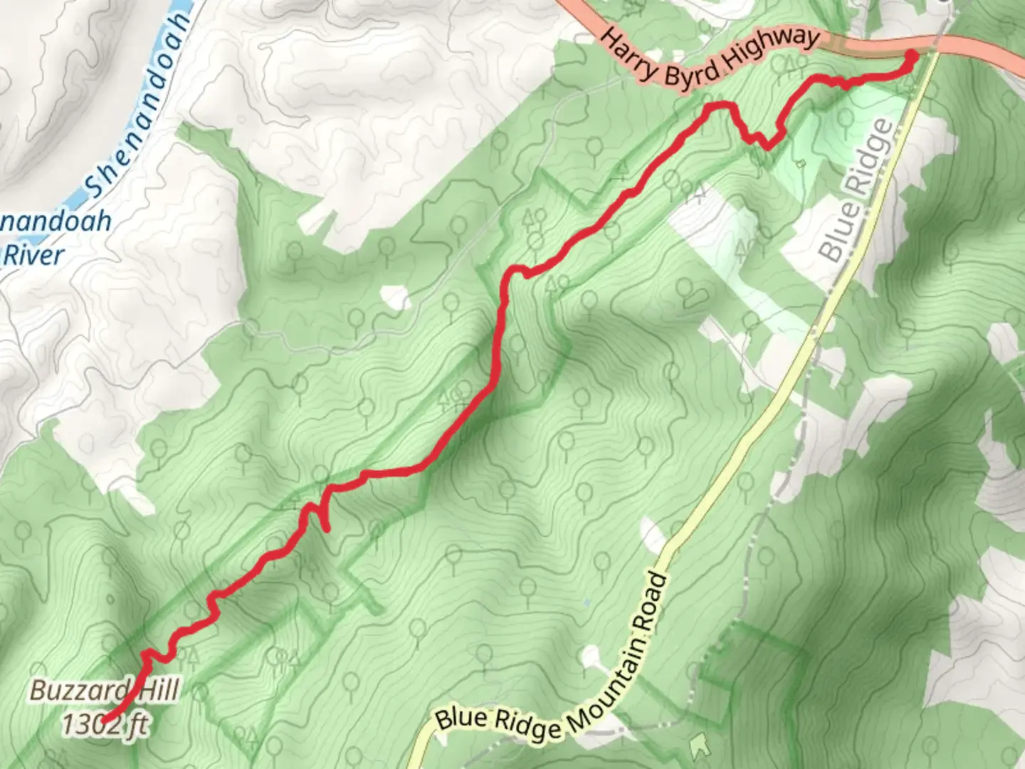 An image depicting the trail Buzzard Hill via Appalachian Trail from Snickers Gap and its surrounding area.