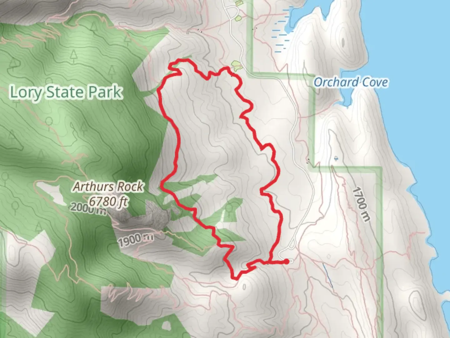 An image depicting the trail Arthurs Rock, Overlook and West Valley Loop Trail and its surrounding area.