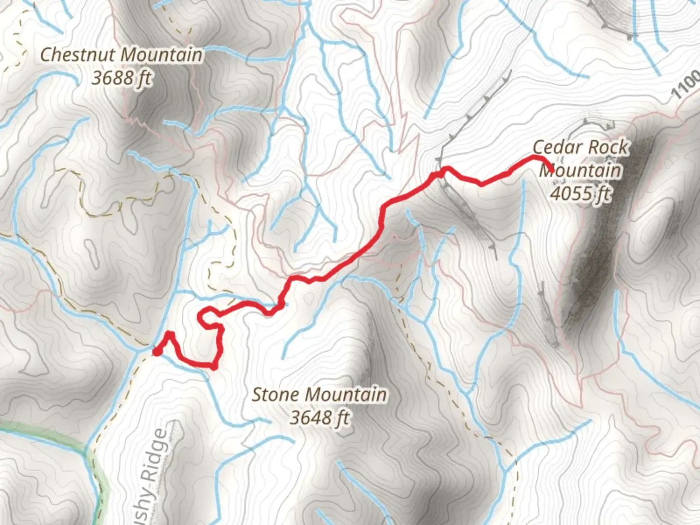 An image depicting the trail Butter Gap via Art Loeb Trail and its surrounding area.