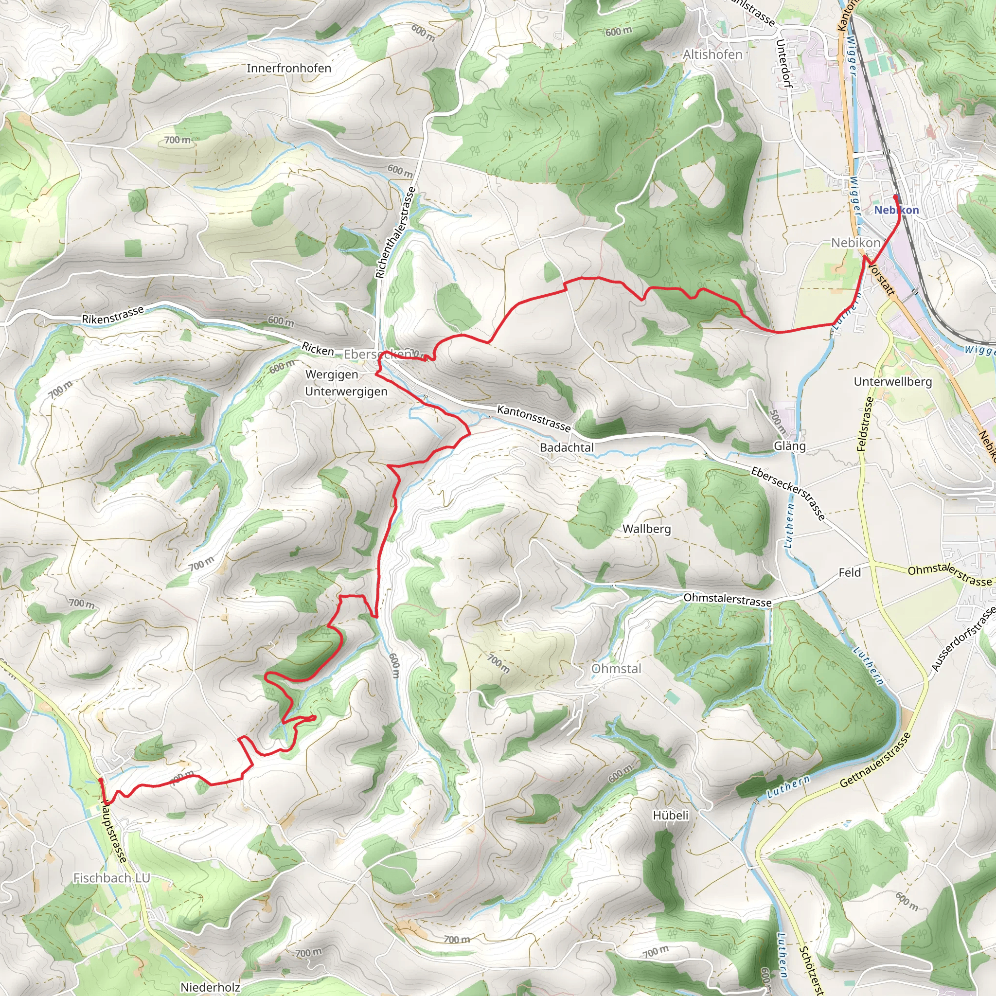 Nebikon - Ebersecken - Fischbach mobile static map