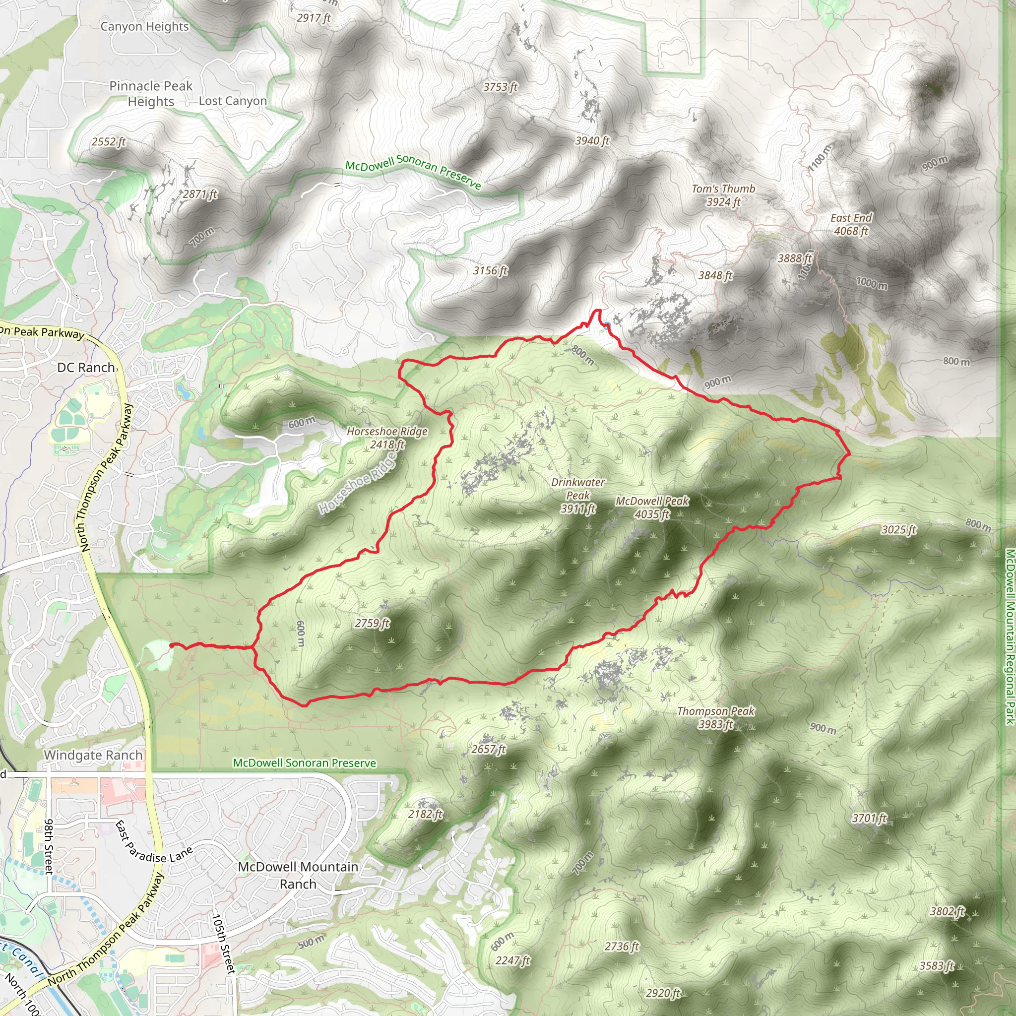 Gateway, Tom's Thumb and Bell Pass Loop Trail mobile static map