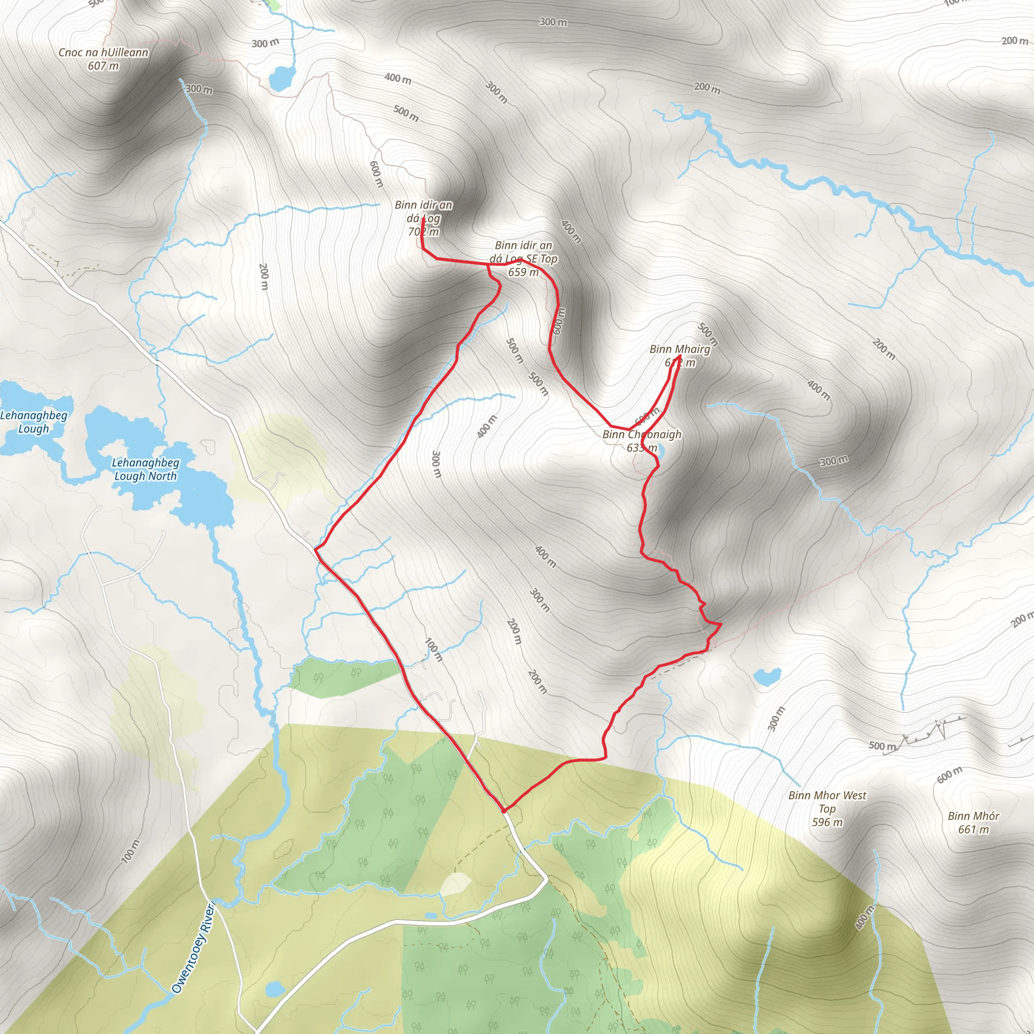 Binn Mhairg and Binn idir an dá Log Loop via Western Way - Galway mobile static map
