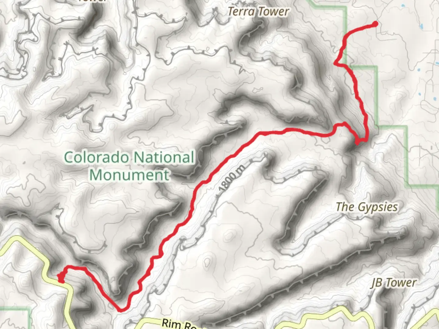 An image depicting the trail Walmart Tower and Safeway Spire via Ute Canyon and its surrounding area.