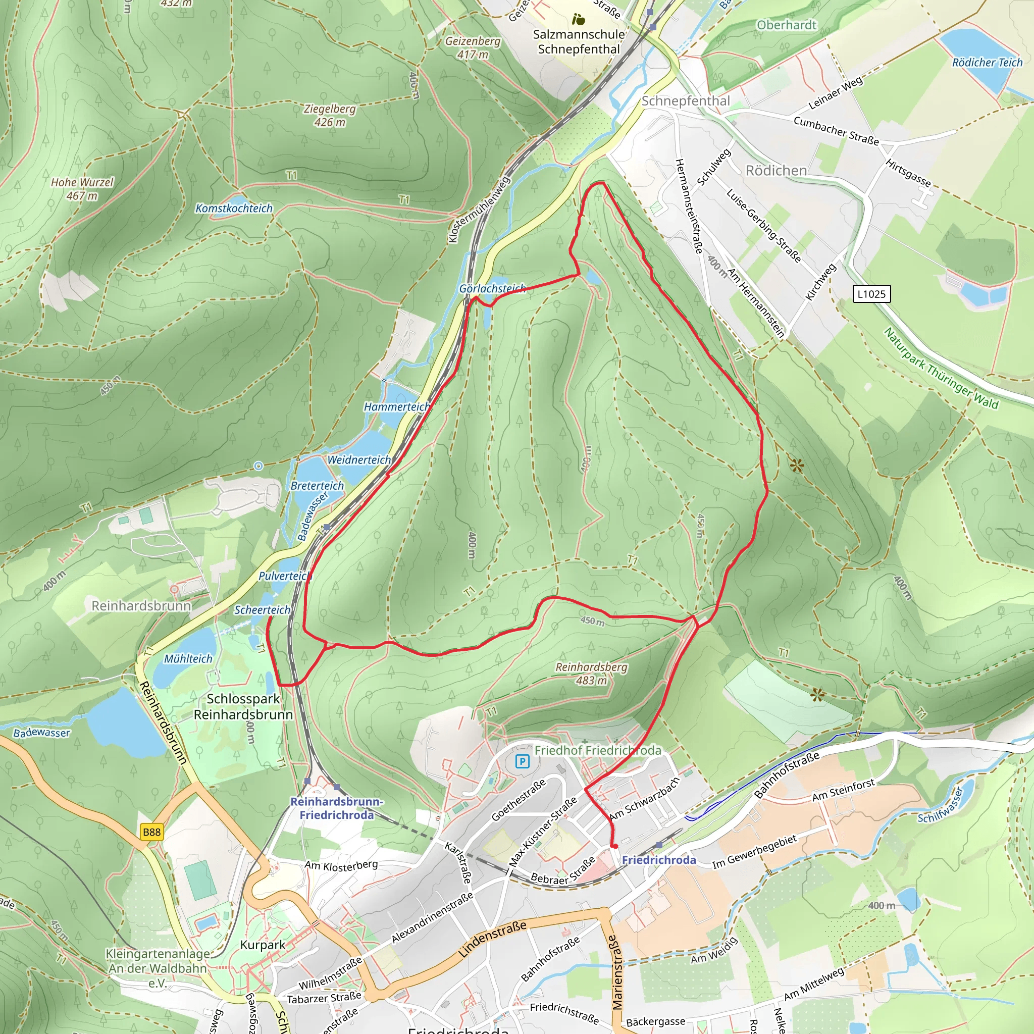 Scheerteich, Wachkopf Loop via Zielweg Schnepfenthal mobile static map