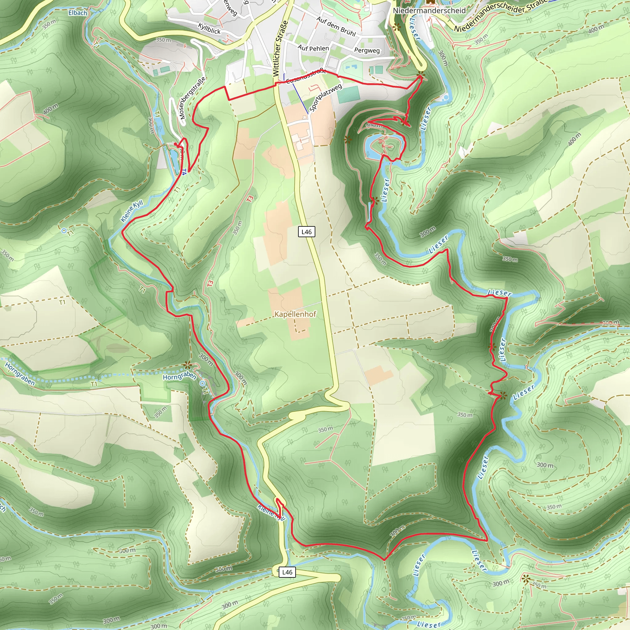Manderscheider Burgweiher, Jakobsplatz and Wolfsschlucht Horngraben Loop mobile static map