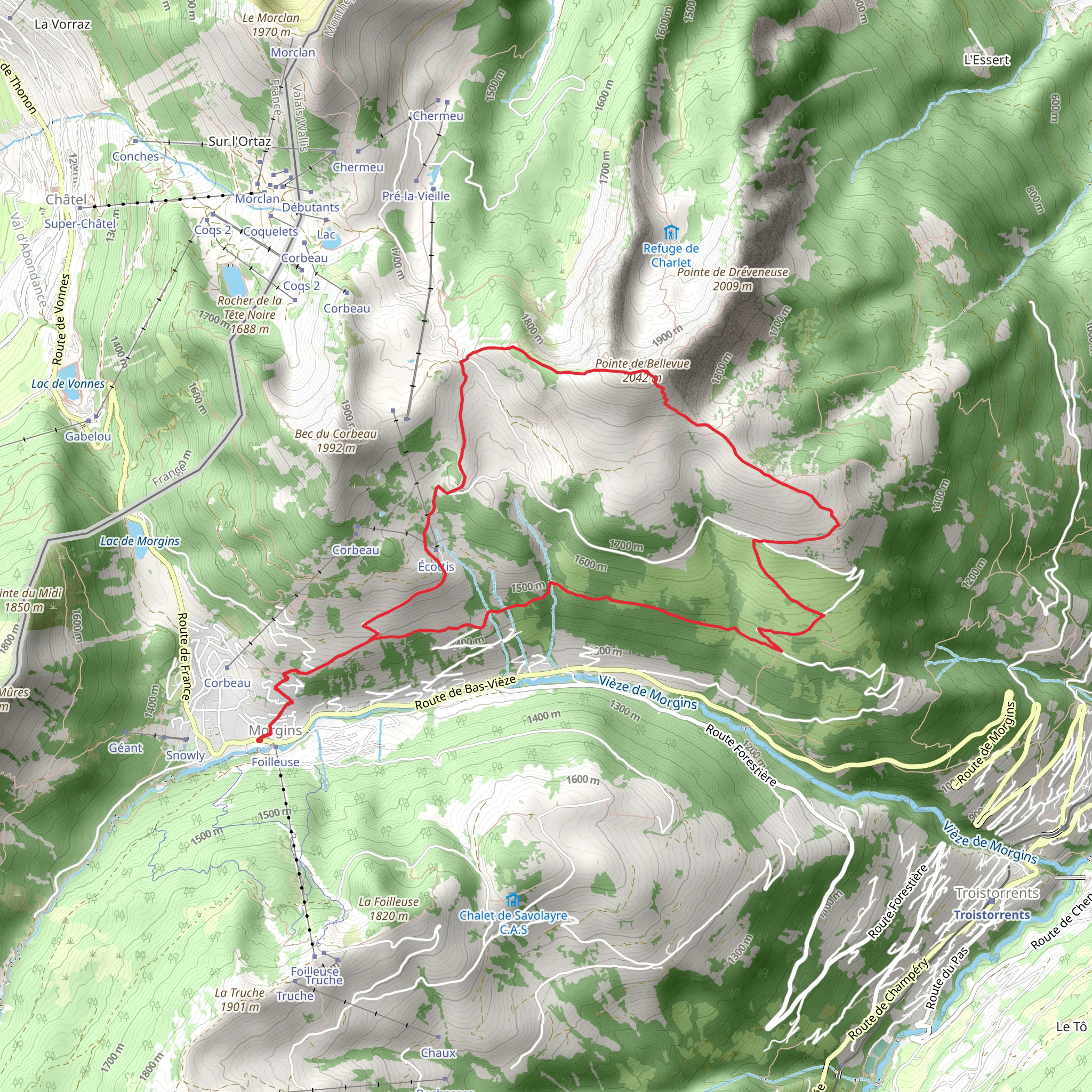 Morgins - Pointe de Bellevue Trail mobile static map