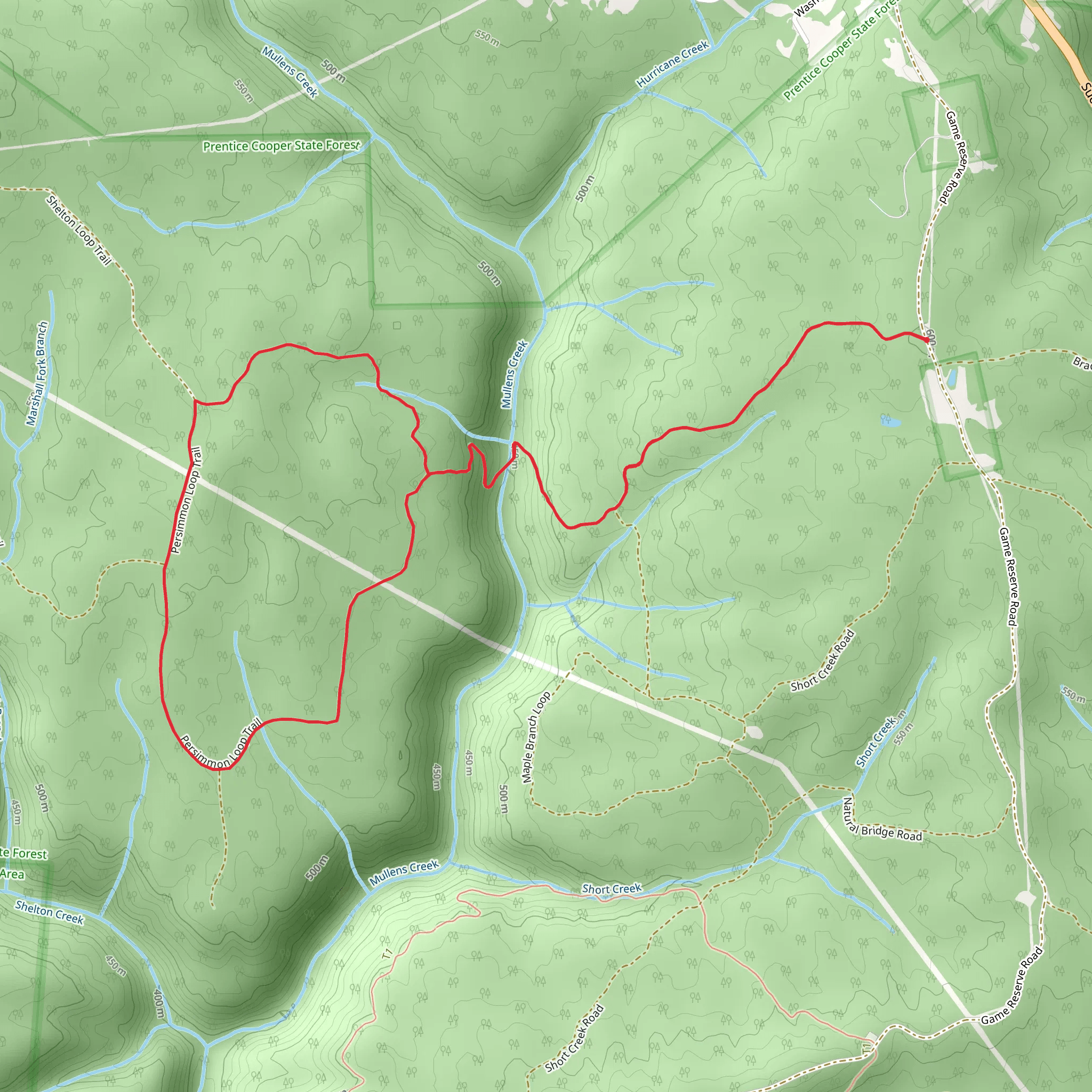 Persimmon Loop Trail mobile static map