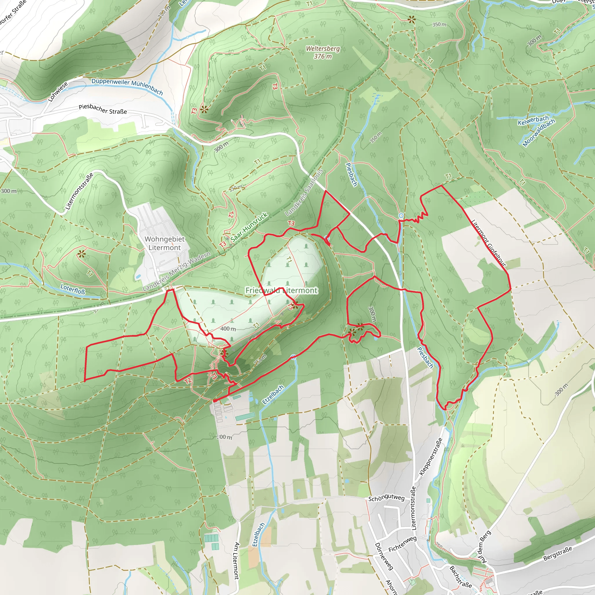 Geschichtspark and Weidendom via Litermont Gipfeltour mobile static map