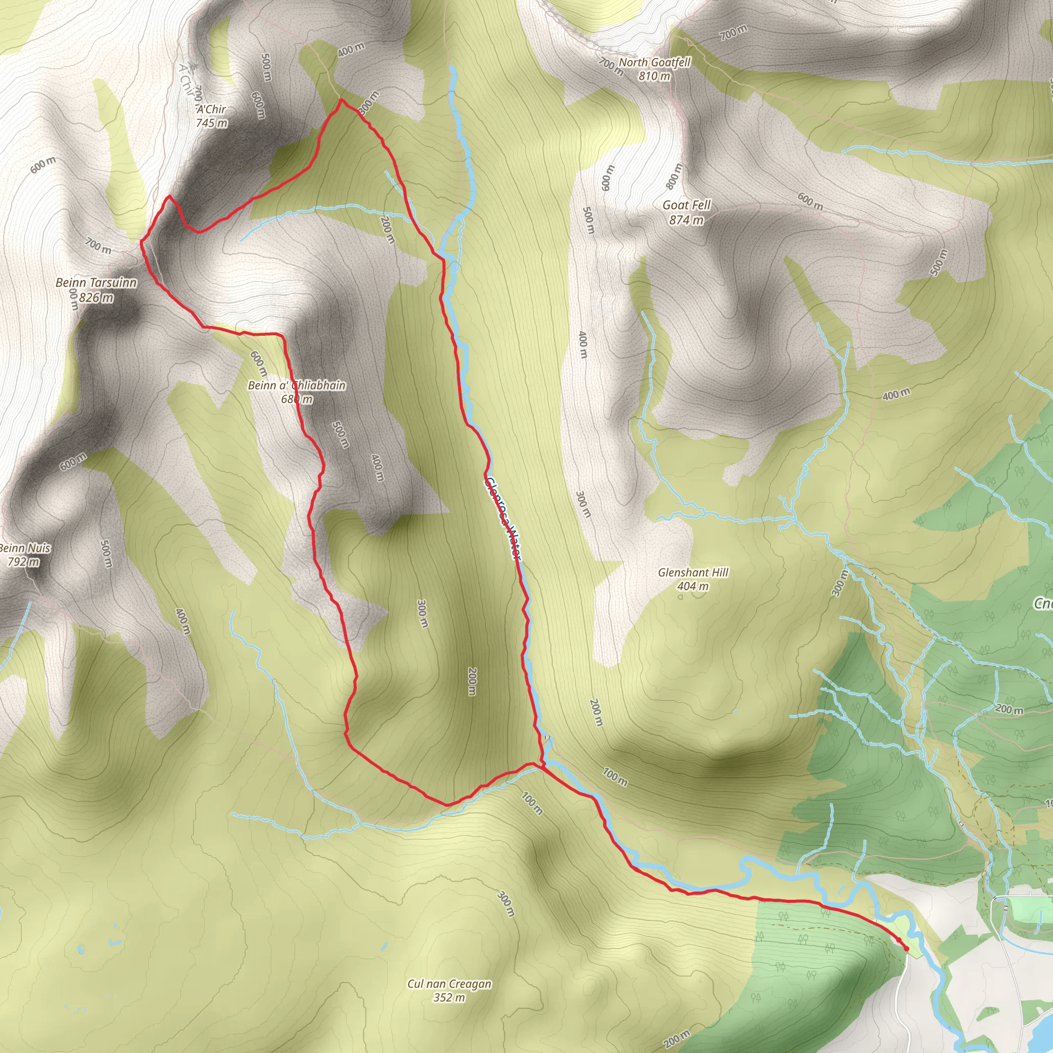Pagoda Ridge Loop via Beinn a' Chliabhain mobile static map