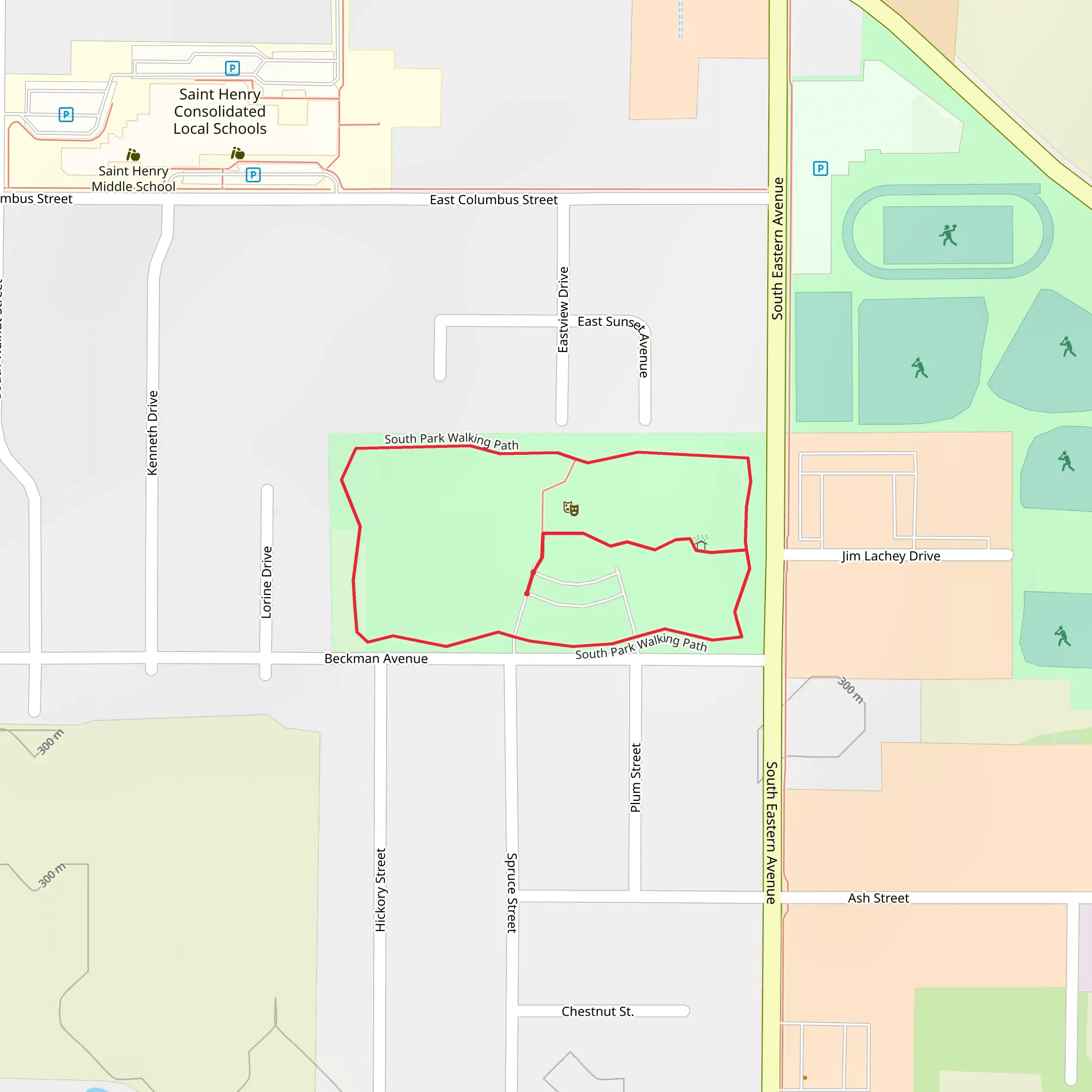 Saint Henry South Park Loop mobile static map