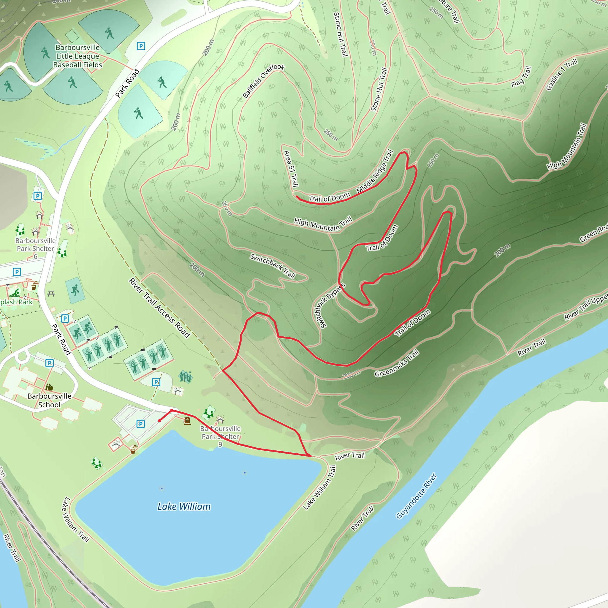 Trail of Doom via Lake William Trail mobile static map