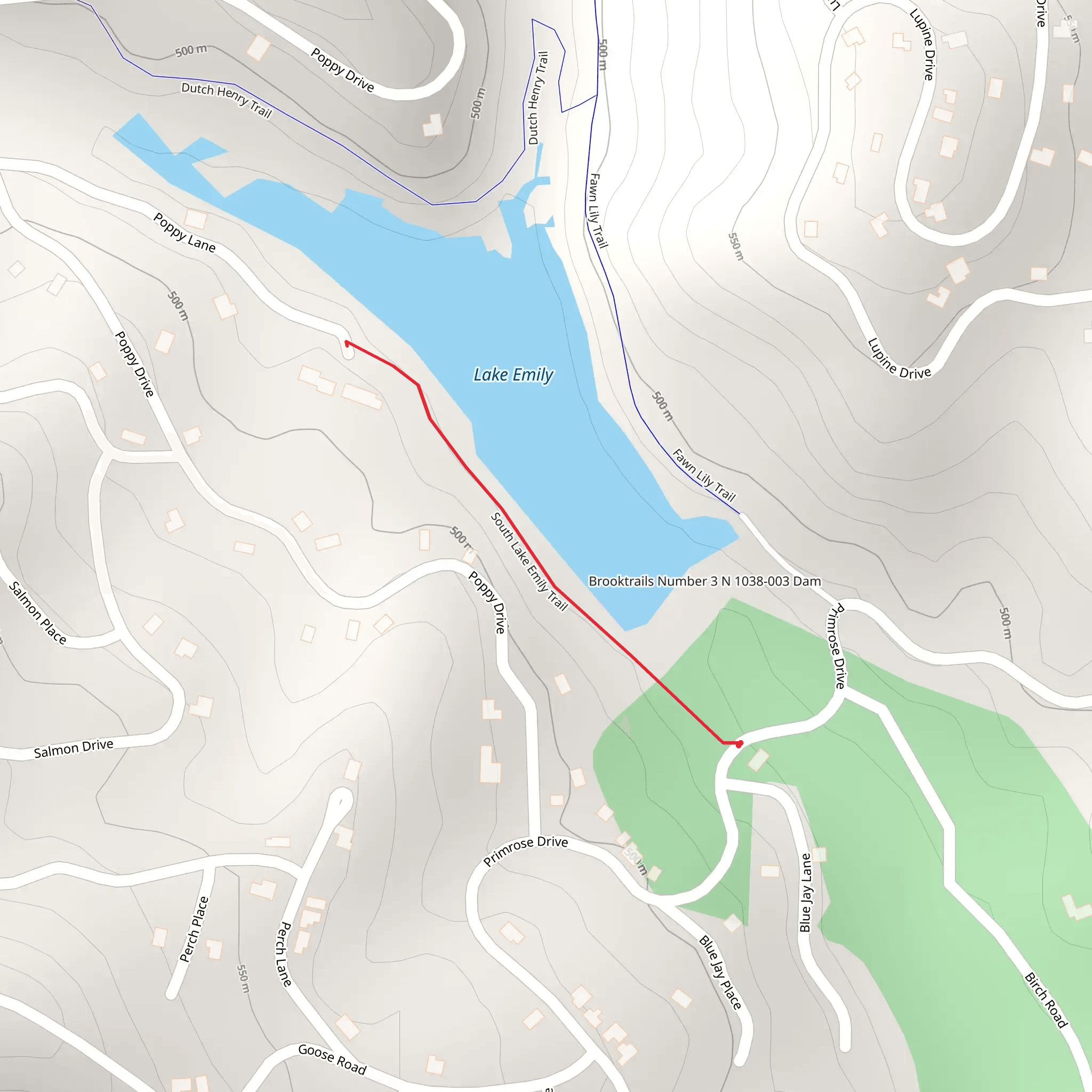 South Lake Emily Trail mobile static map
