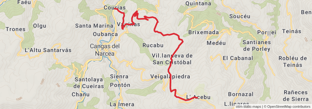 GR 203 Por donde Camina el Oso - Asturias stage 12 Map