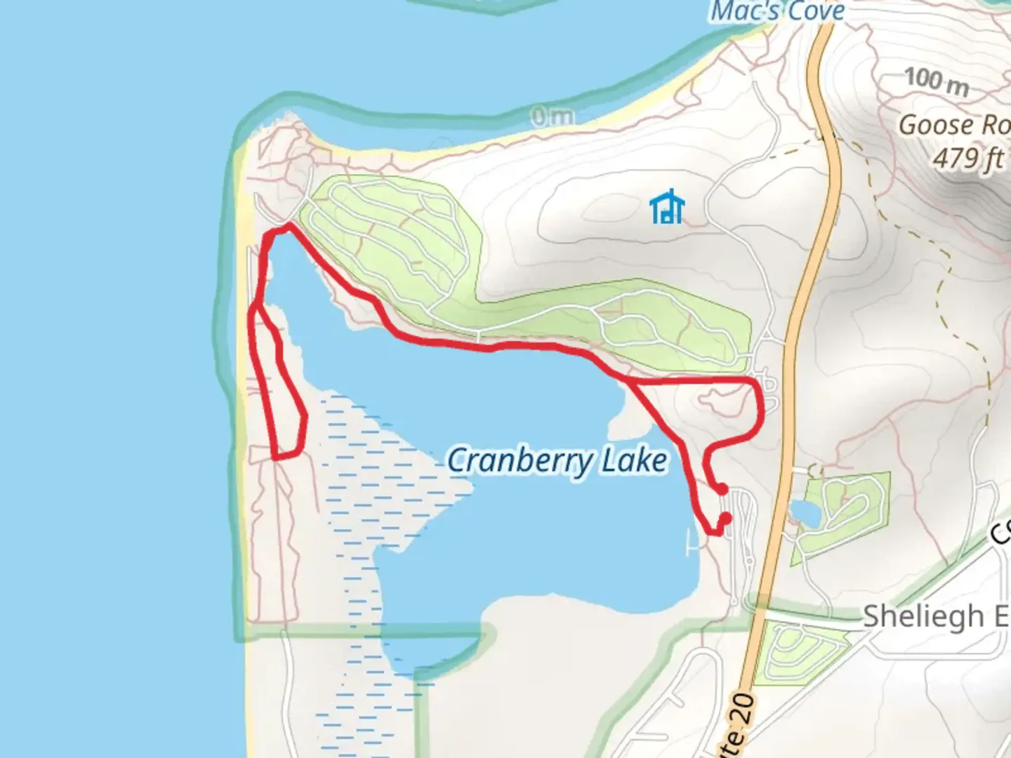 An image depicting the trail Cranberry Lake Trail and Sand Dune Interpretive Trail and its surrounding area.