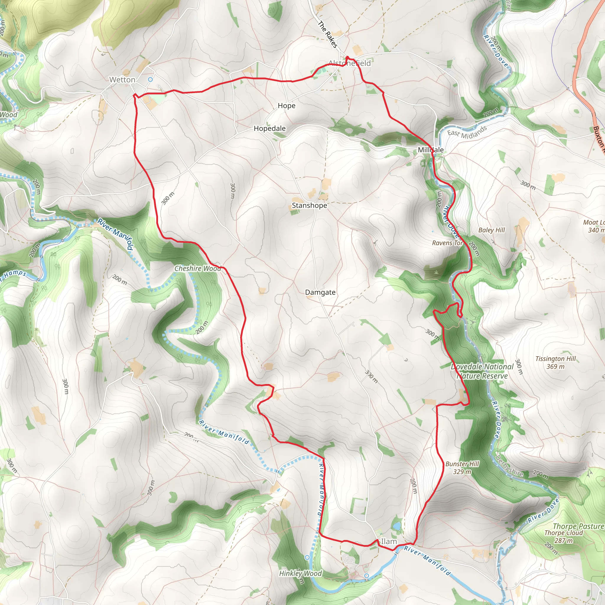 Dove and Manifold Valleys from Alstonefield mobile static map