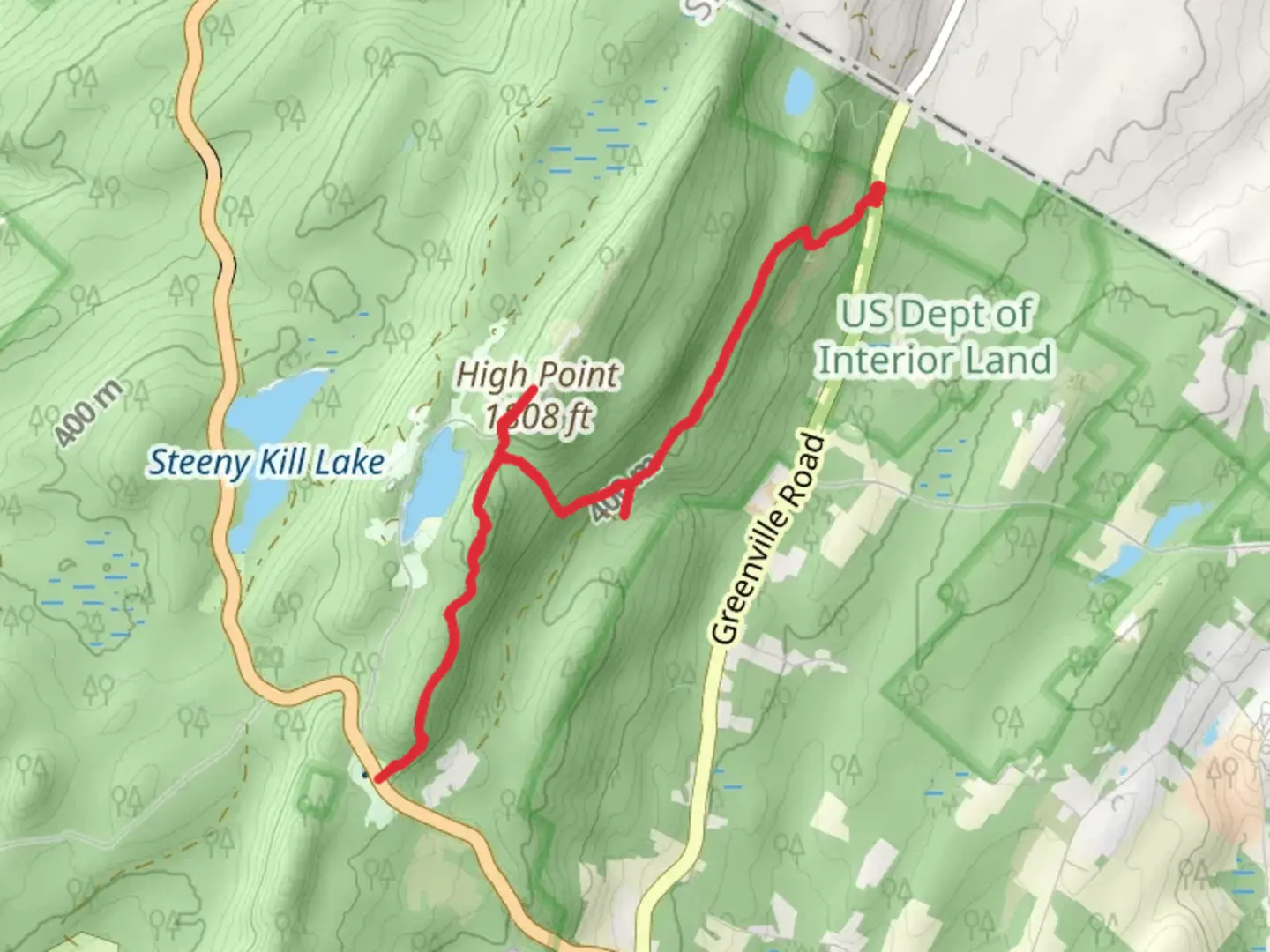 An image depicting the trail Kittatinny Mountain and Lake Marcia via Appalachian Trail and its surrounding area.
