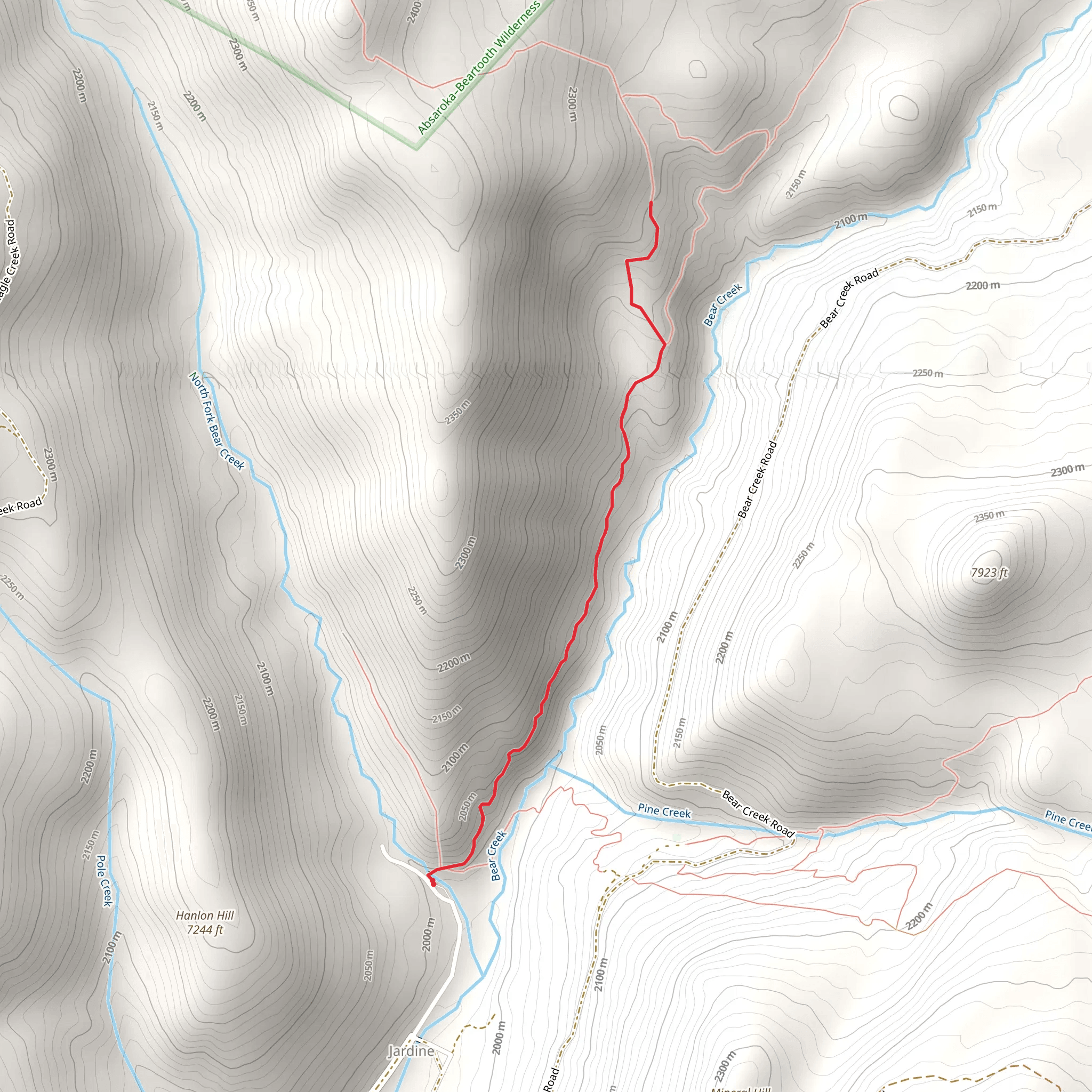 North Fork Bear Creek and Main Bear Creek Trail mobile static map