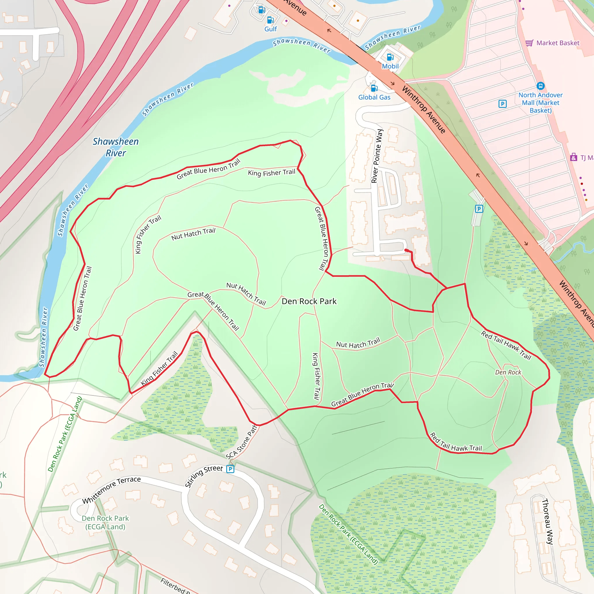 Great Blue Heron Trail Loop - Den Rock Park mobile static map