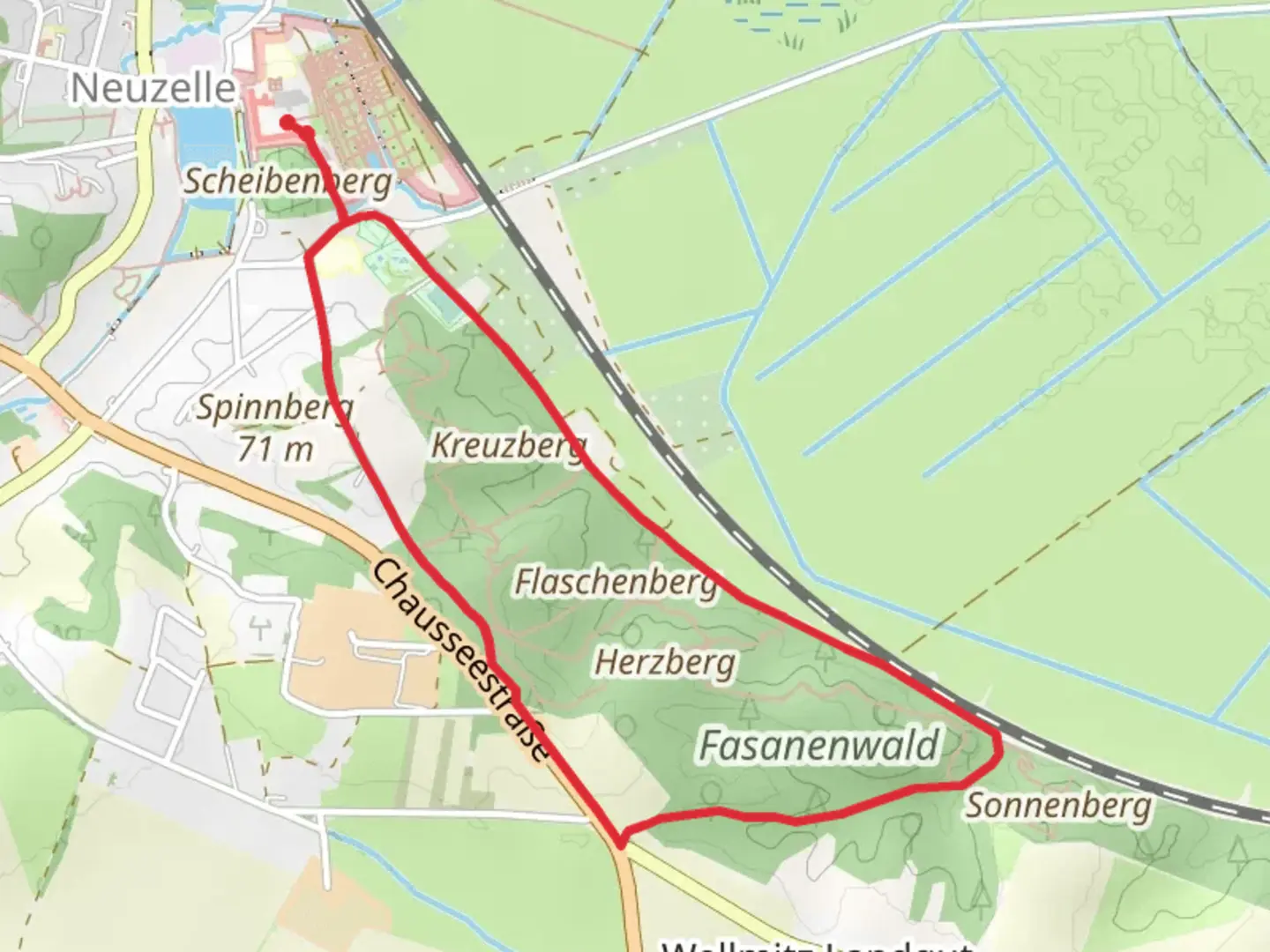 An image depicting the trail Fasanenwald Loop via Klostergarten and its surrounding area.