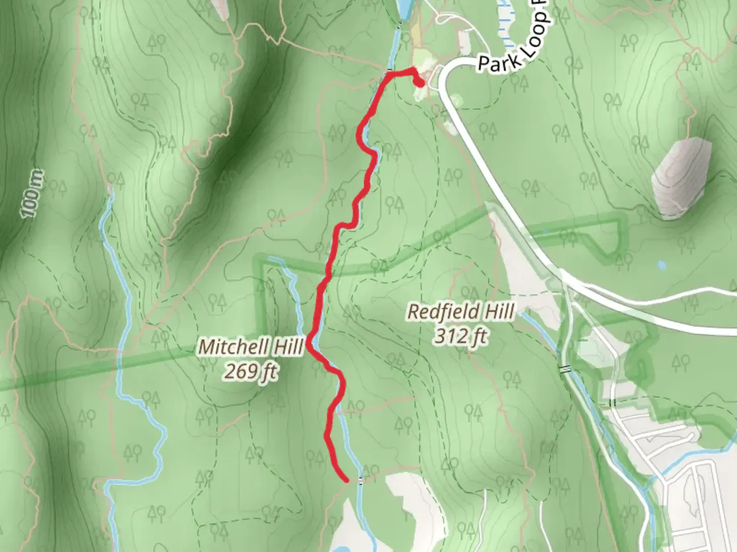 An image depicting the trail Jordan Stream Path and its surrounding area.