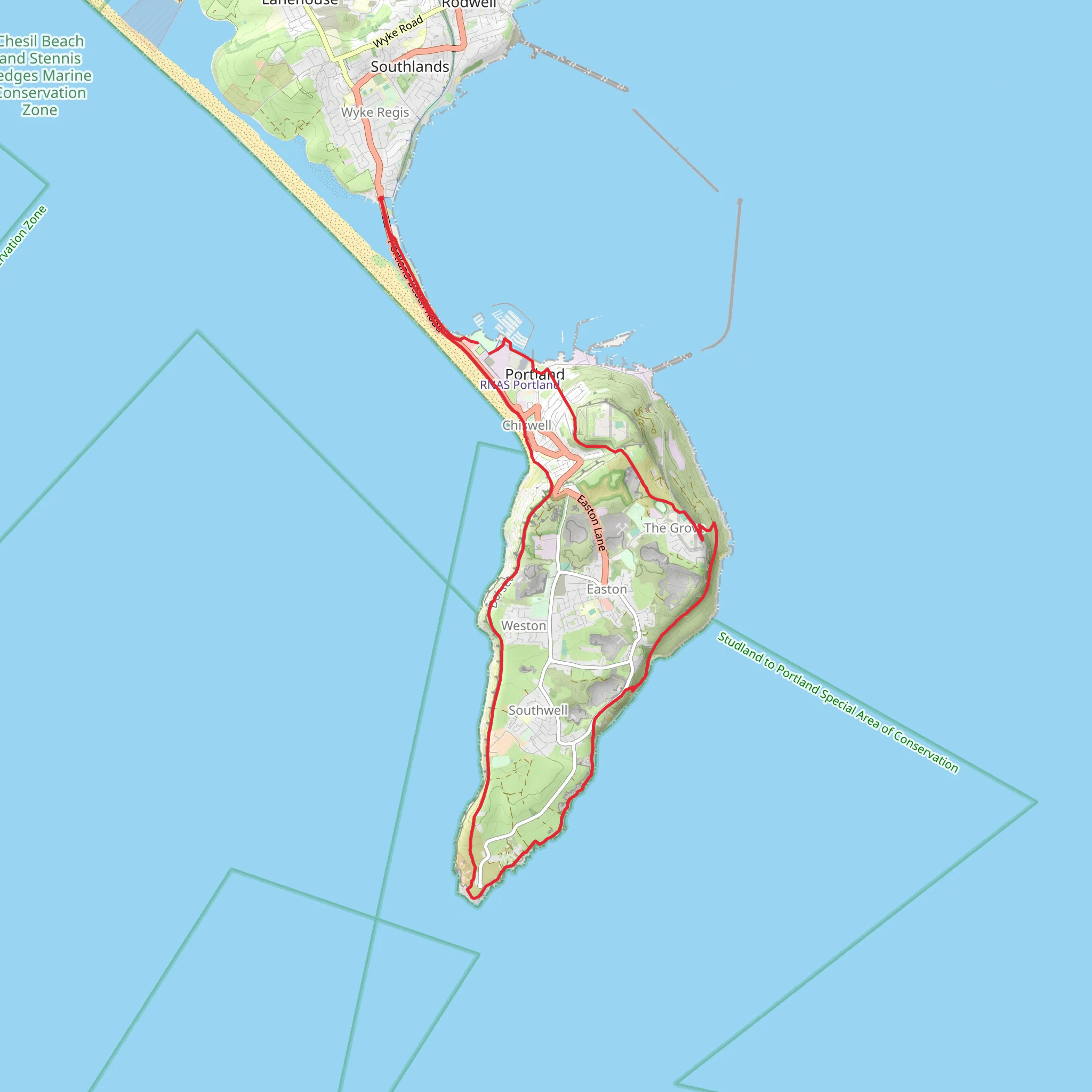Isle of Portland Circuit Walk mobile static map
