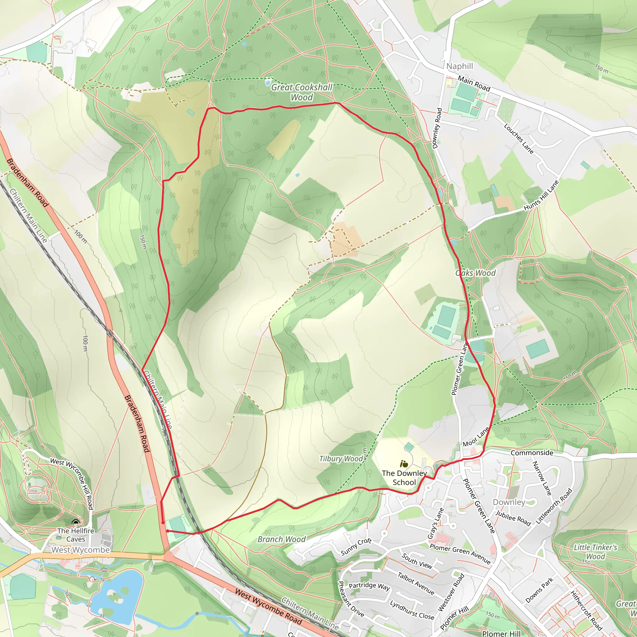 Naphill Common and Oaks Wood Loop mobile static map