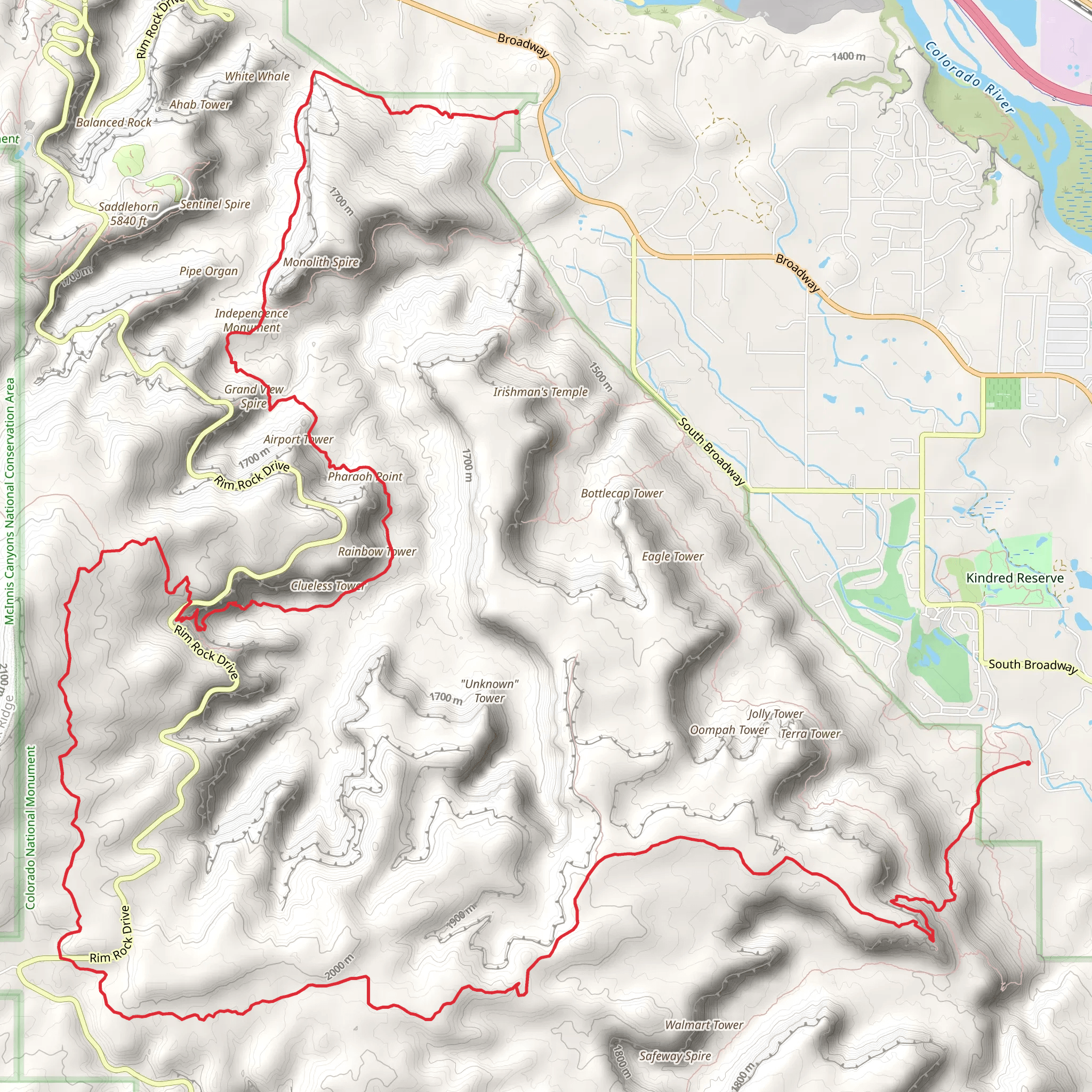 Liberty Cap, Black Ridge and Wedding Canyon Trail mobile static map