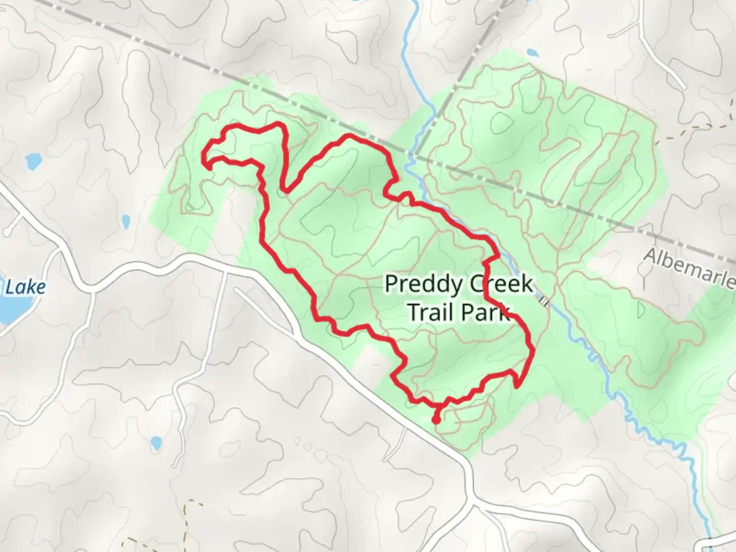 An image depicting the trail Preddy Creek Park Loop Trail and its surrounding area.