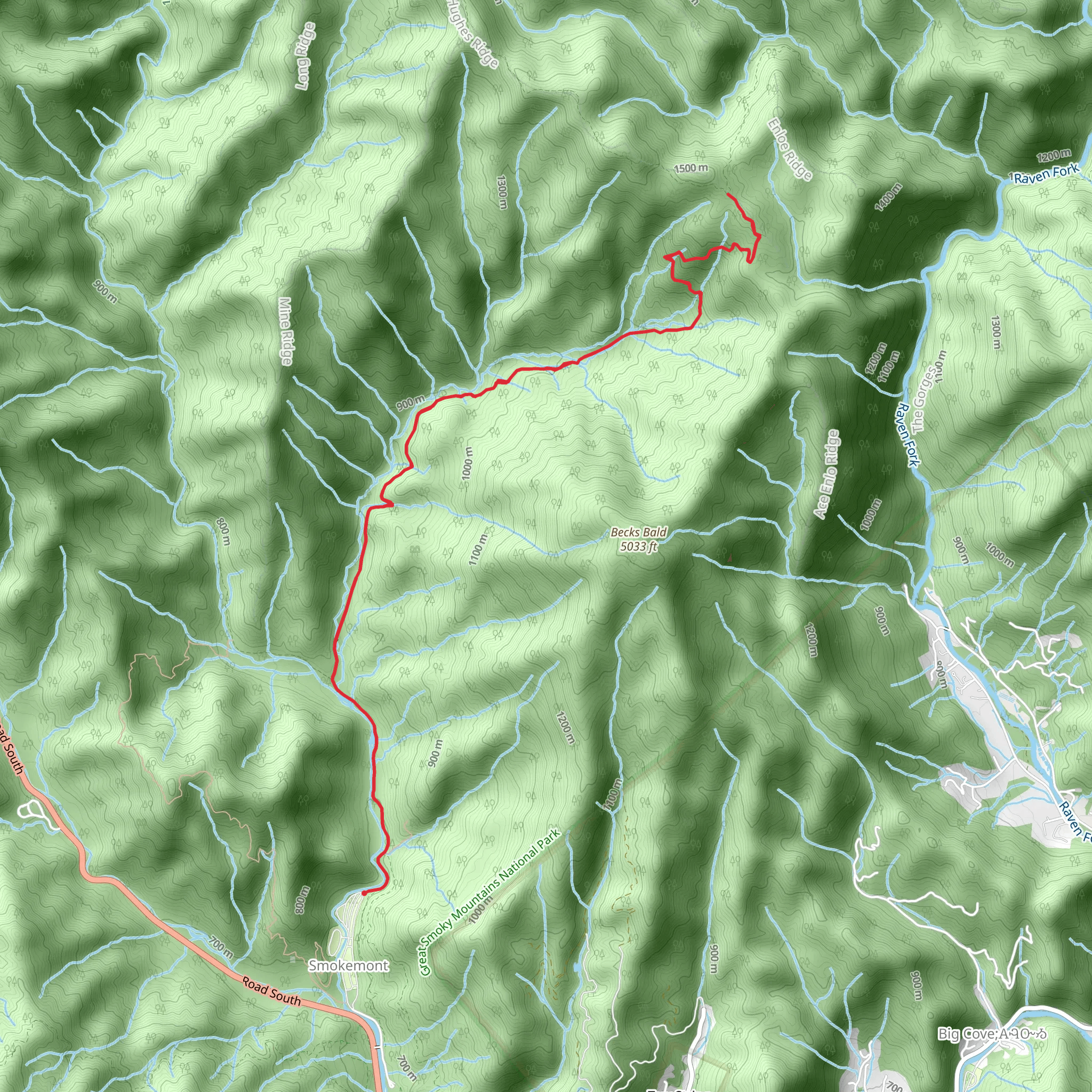 Bradley Fork and Chasteen Creek Trail mobile static map