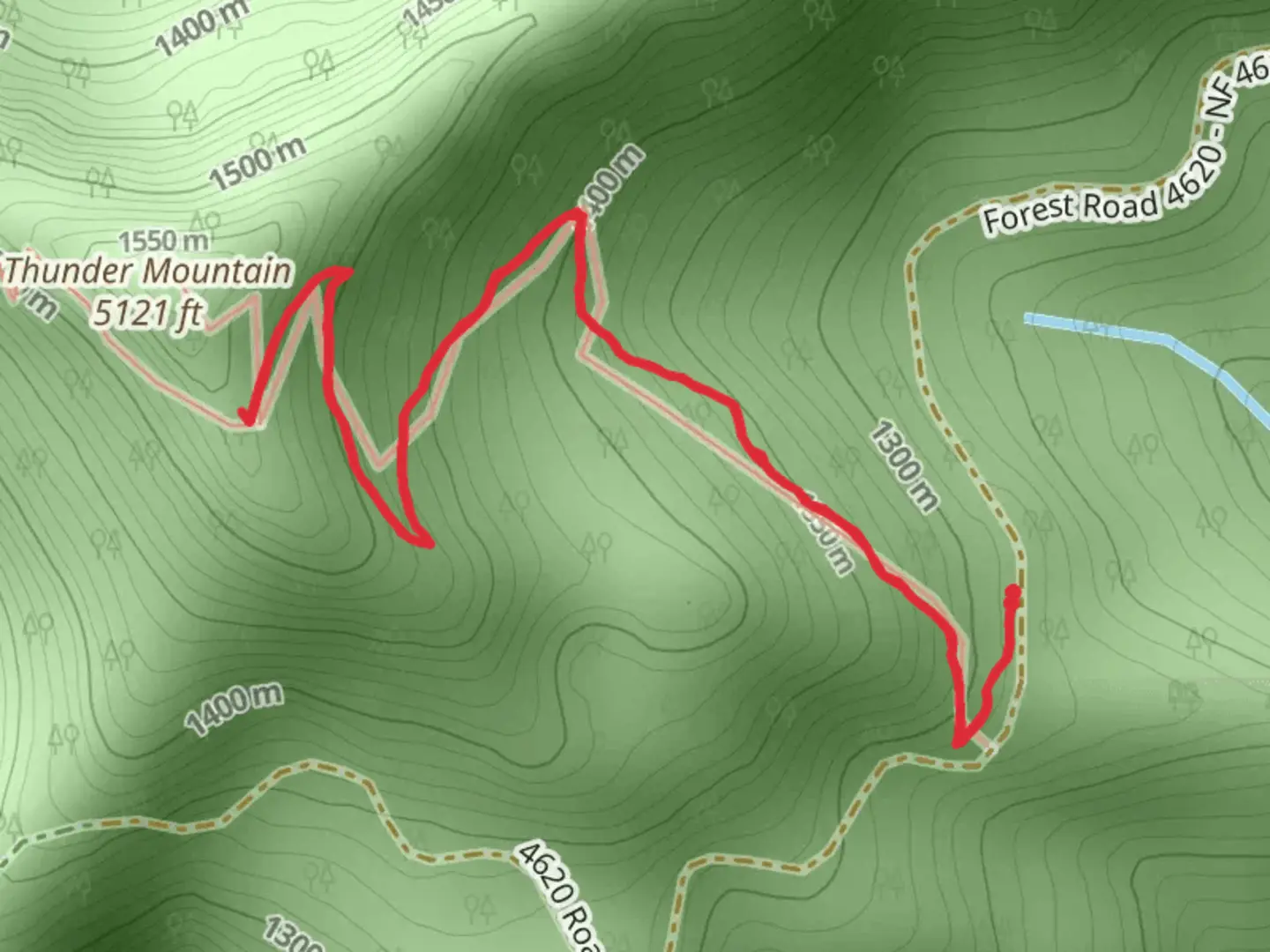 An image depicting the trail Thunder Mountain Trail and its surrounding area.
