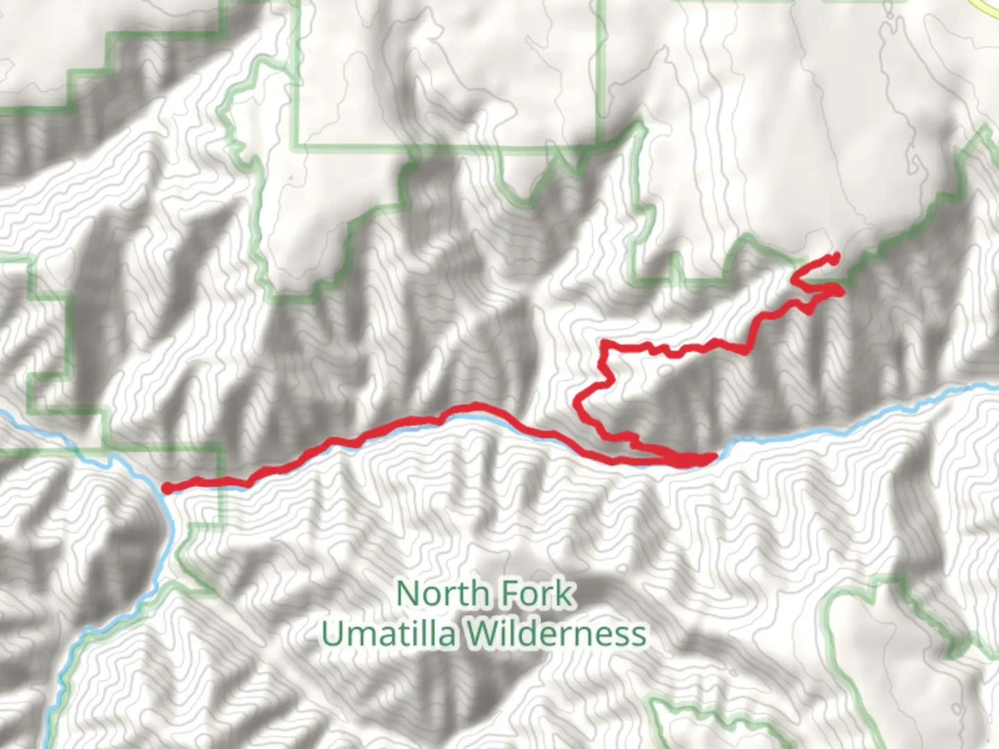 An image depicting the trail North Fork Umatilla River Trail and its surrounding area.