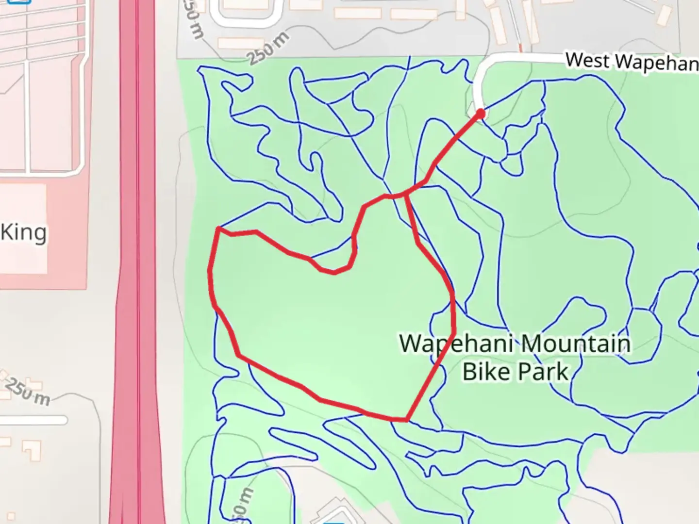 An image depicting the trail Wapehani Mountain Park Loop and its surrounding area.