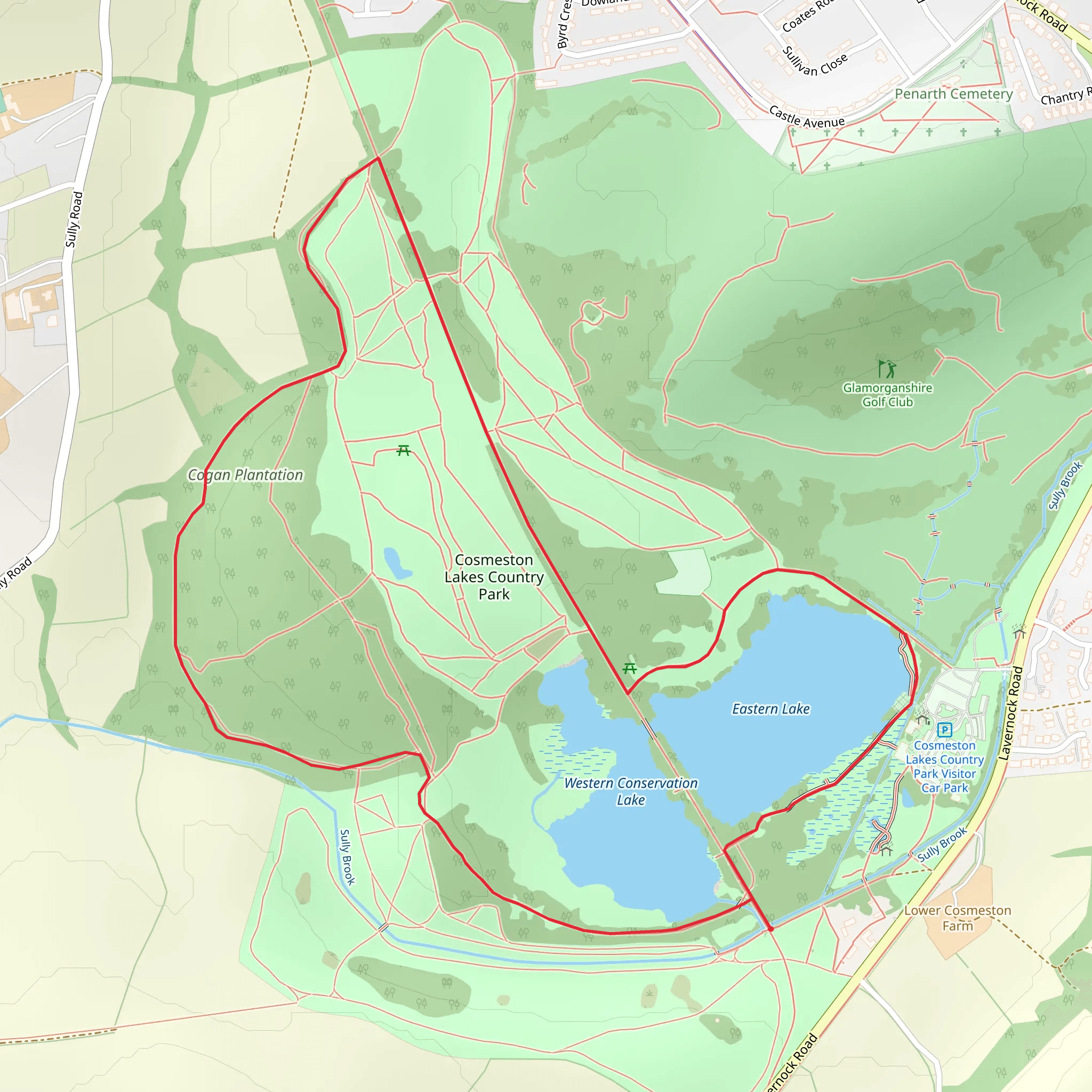 Cosmeston Lakes Country Park Loop mobile static map
