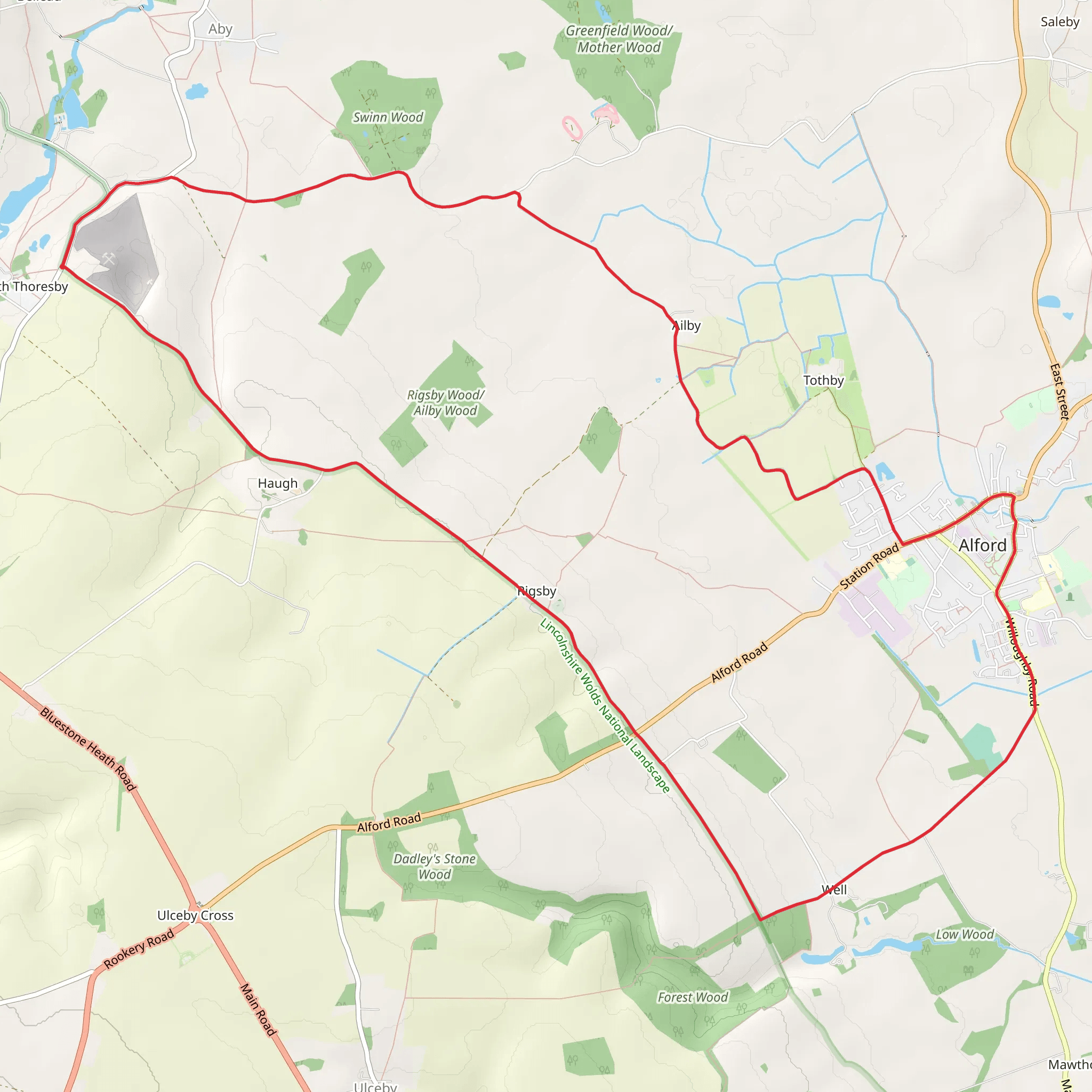 South Thoresby to Alford Walk mobile static map
