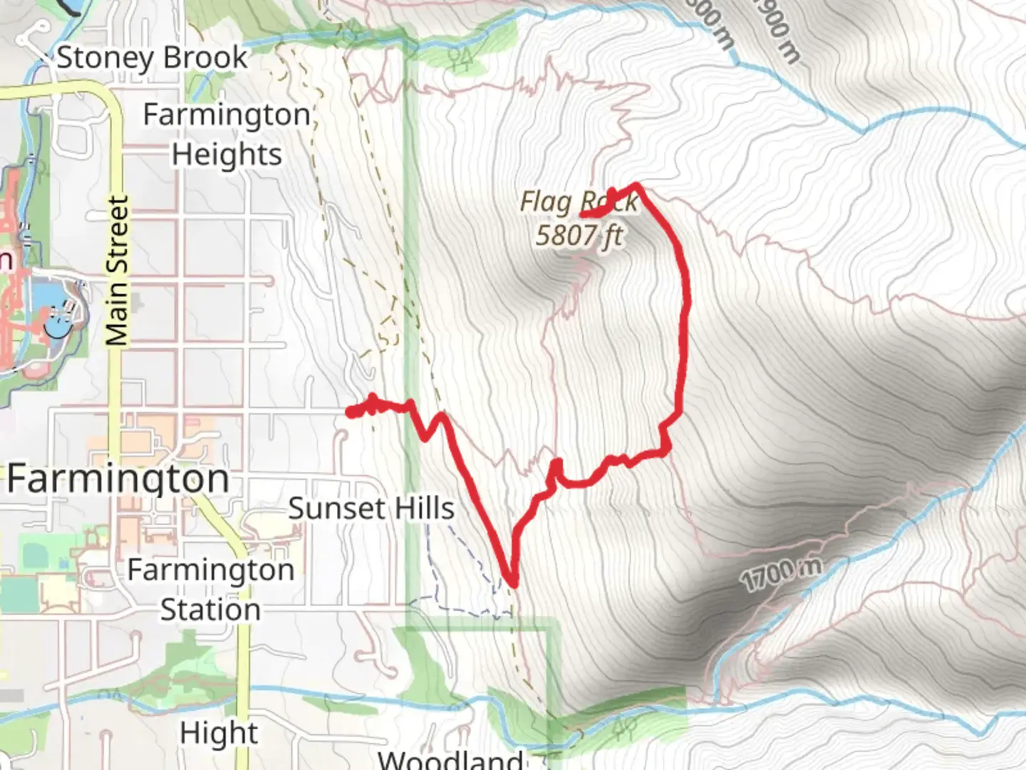 An image depicting the trail Flag Rock via Fire Trail and its surrounding area.