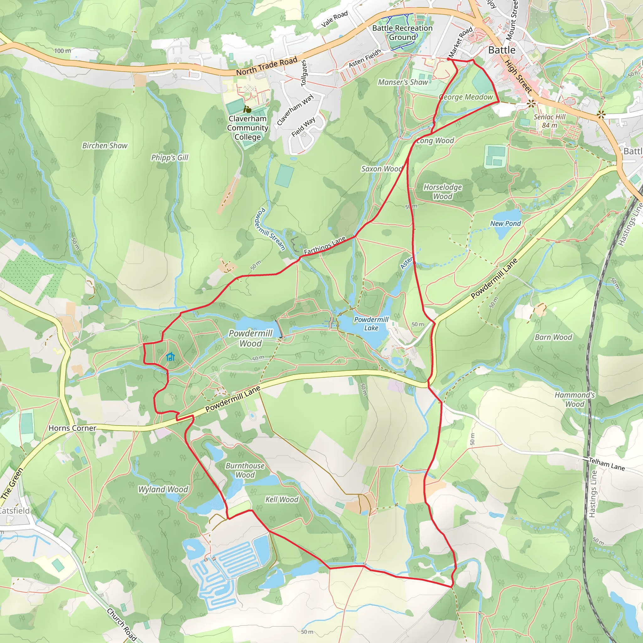 Powdermill Wood and Wyland Wood Loop mobile static map